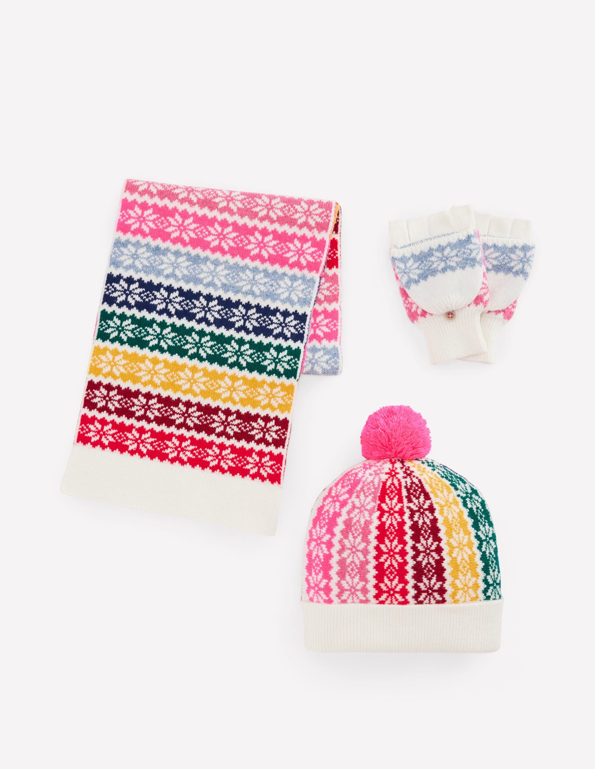 Fair Isle Knitted Set-Rainbow Snowflake