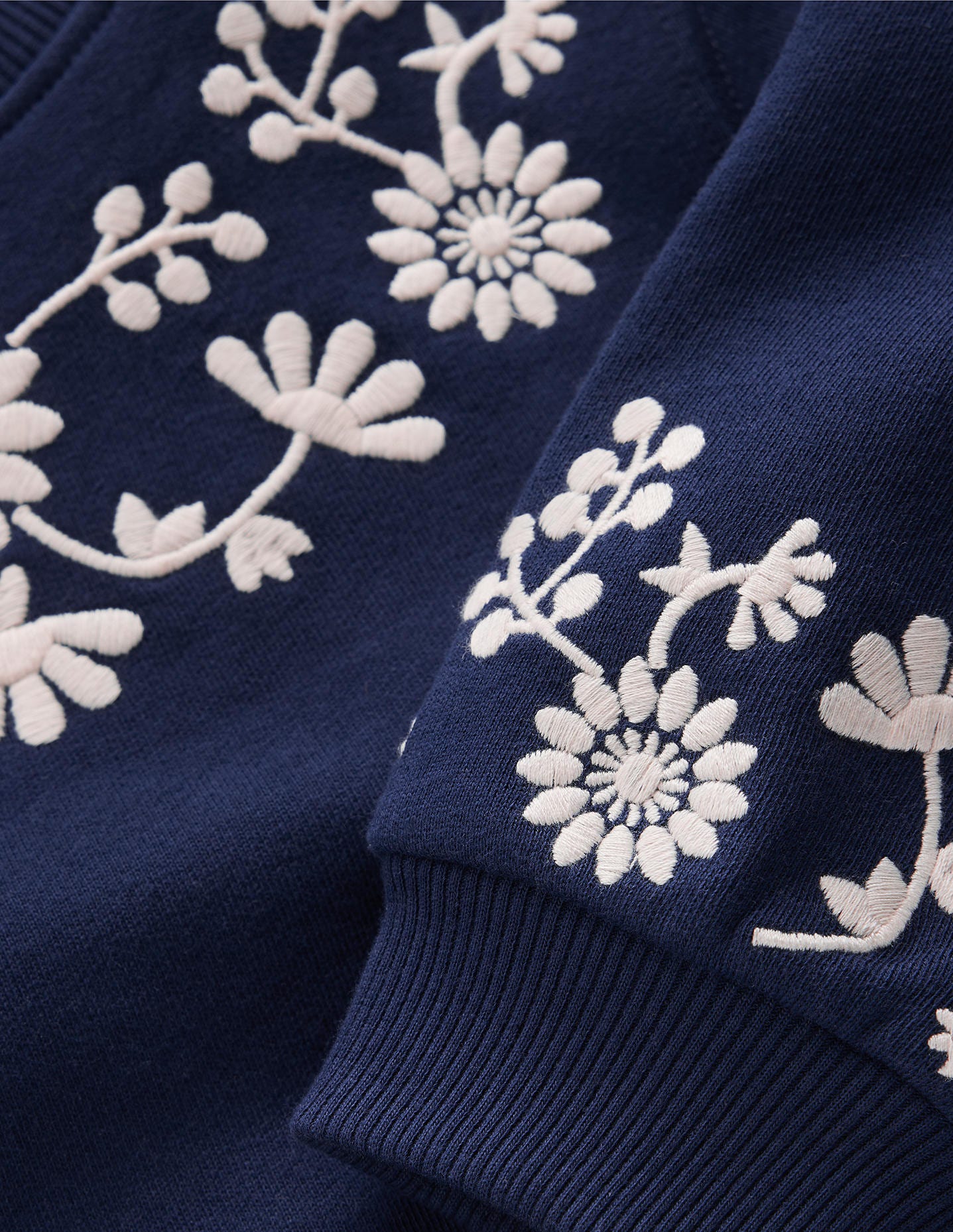 Ida Sweatshirt Appliqué Dress-Navy Floral Embroidery - Image 2