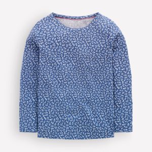 Long Sleeve Pointelle Top-Bluejay Ditsy Floral