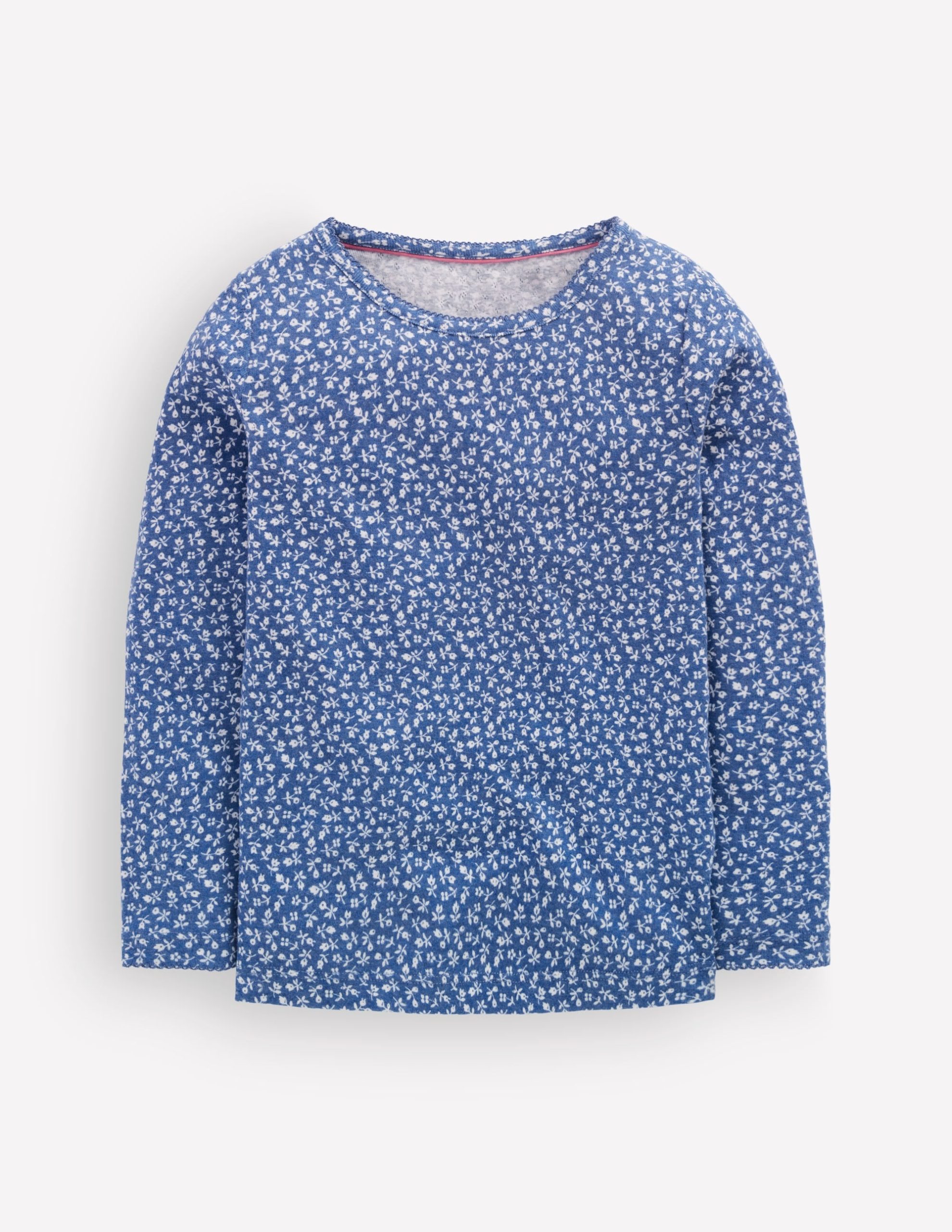 Long Sleeve Pointelle Top-Bluejay Ditsy Floral