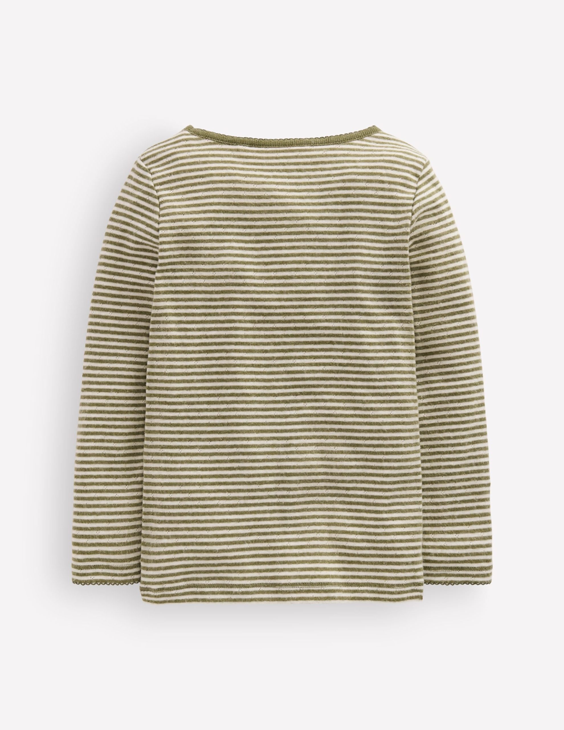 Long Sleeve Pointelle Top-Green Stripe - Image 3