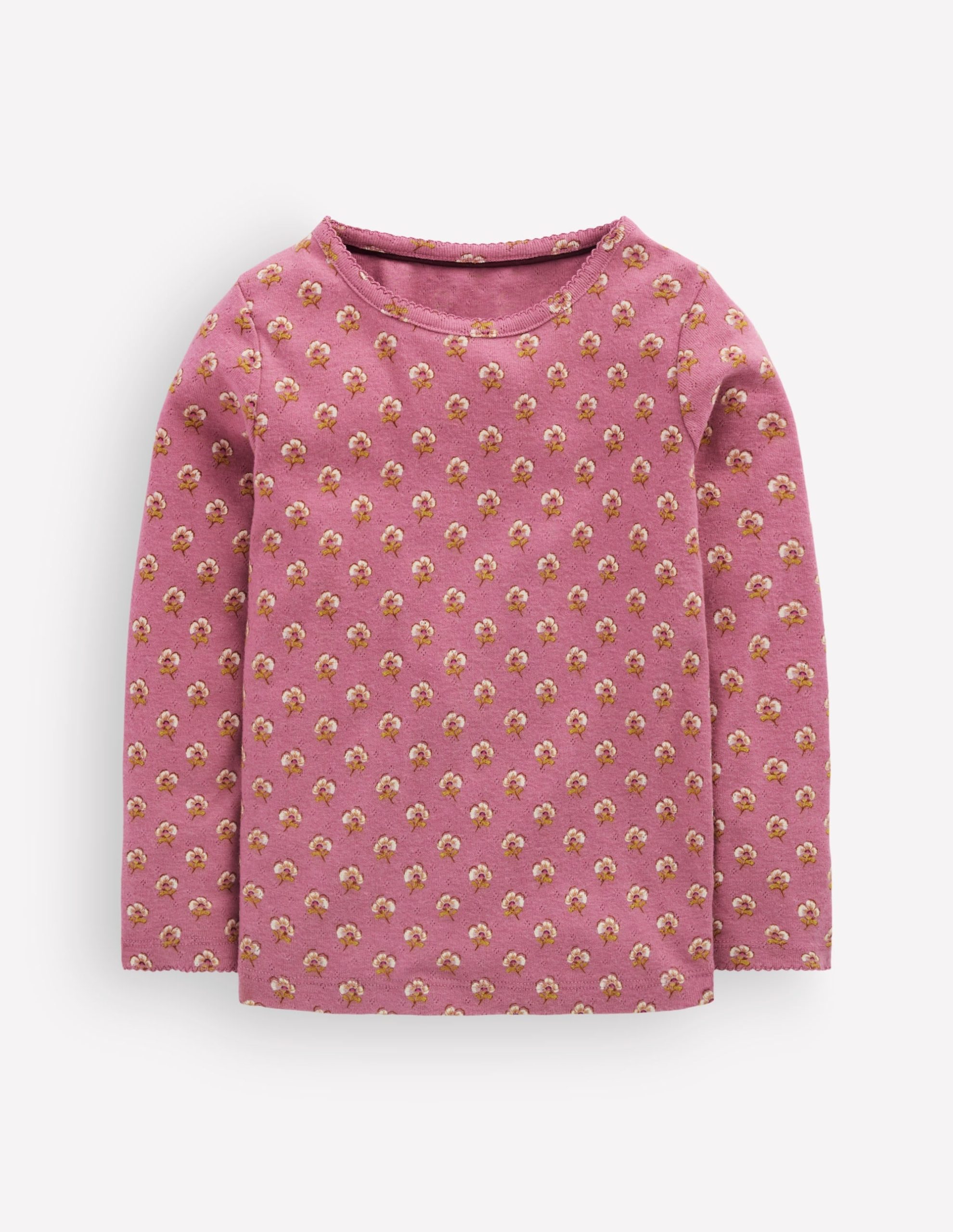 Long Sleeve Pointelle Top-Heather Rose Floral