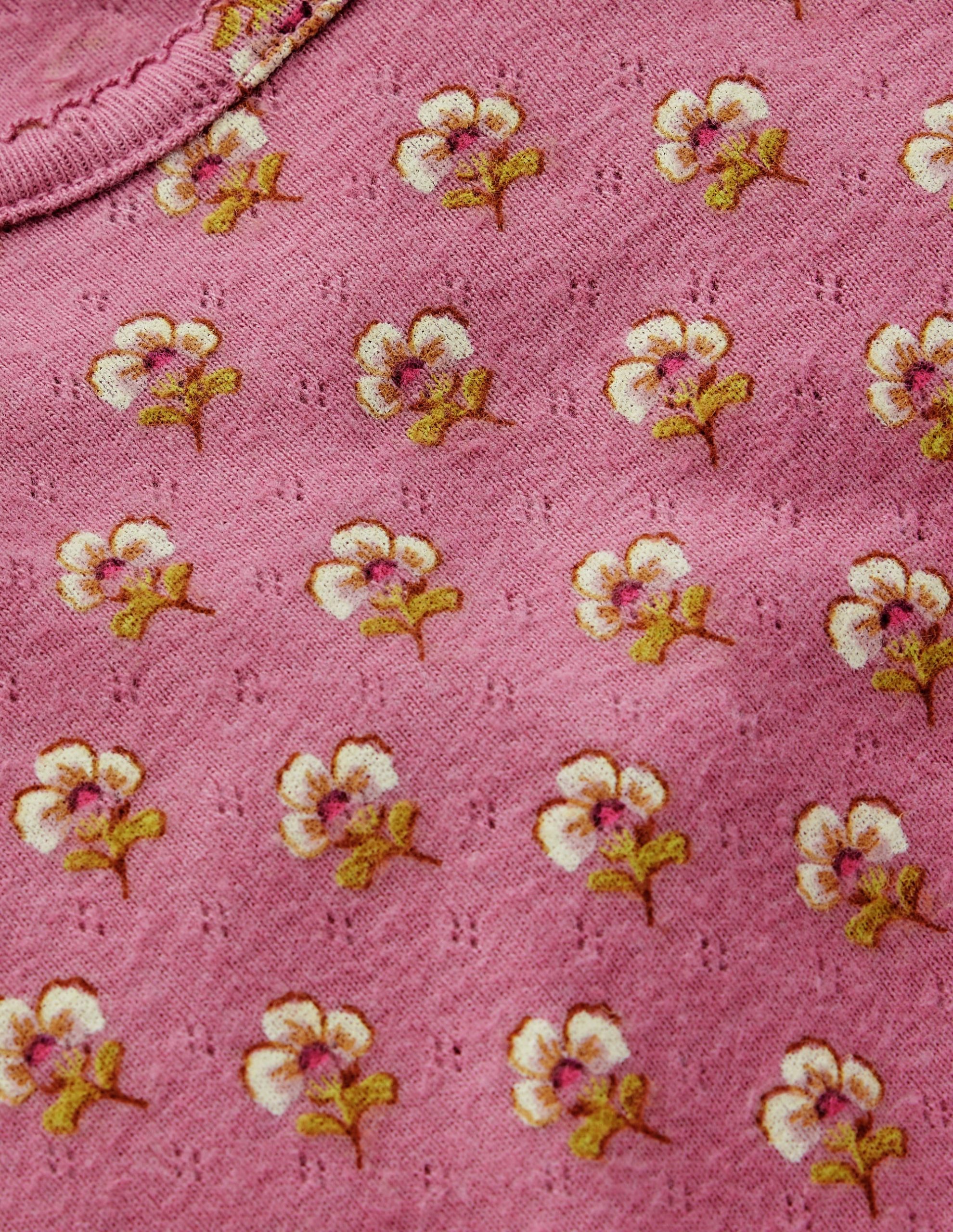 Long Sleeve Pointelle Top-Heather Rose Floral - Image 2