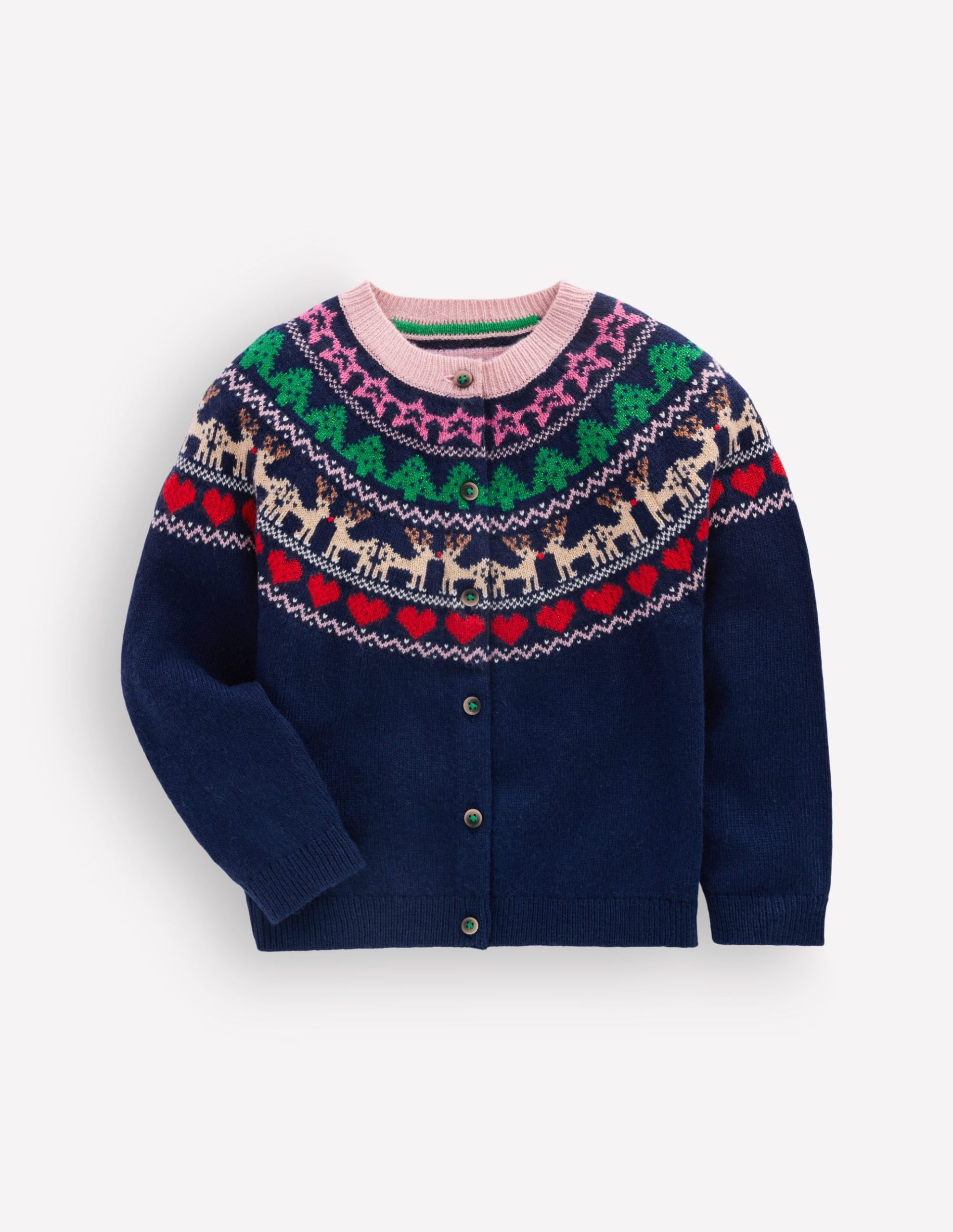 Edie Fair Isle Cardigan-Medieval blue sparkle multi