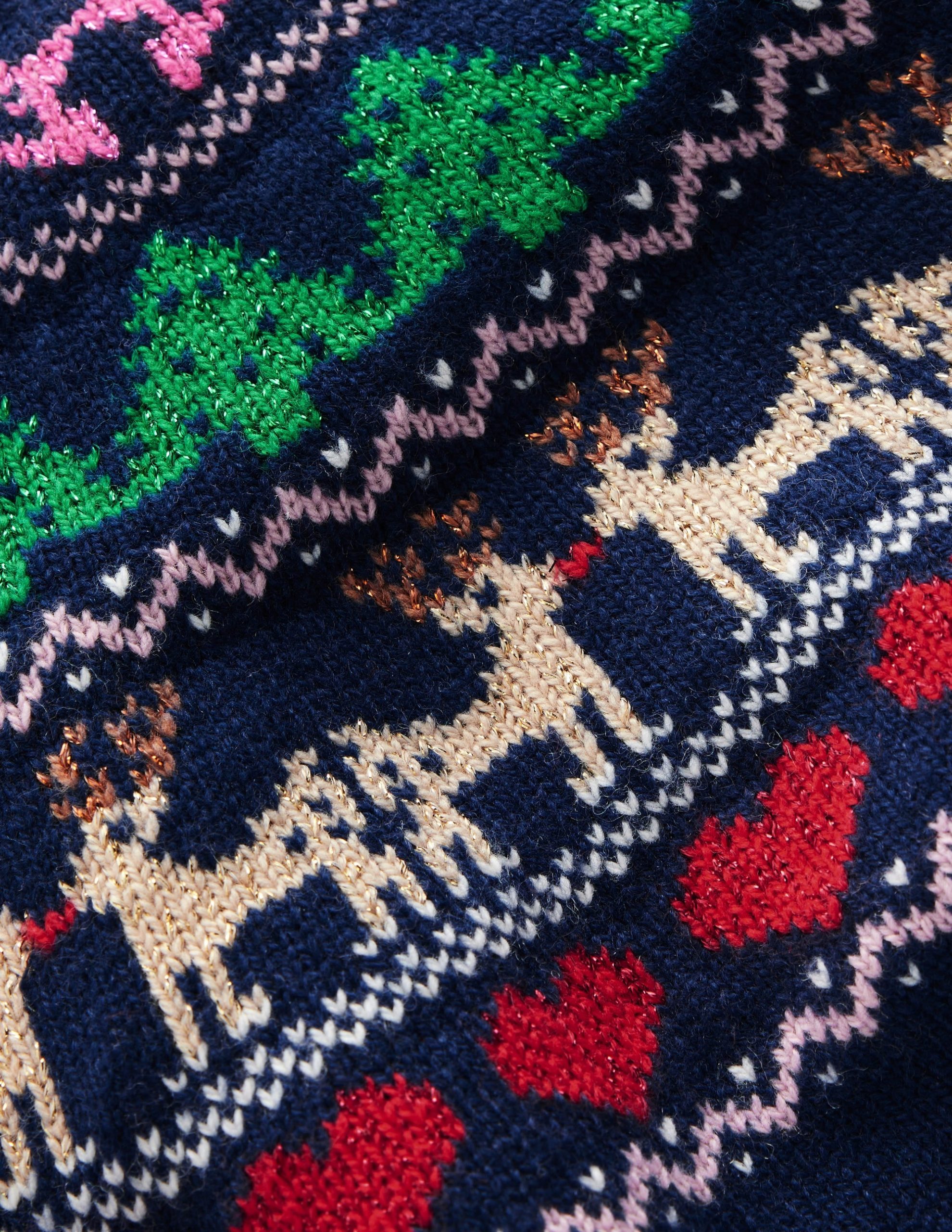 Edie Fair Isle Cardigan-Medieval blue sparkle multi - Image 3