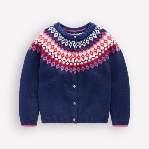 Edie Fair Isle Cardigan-Navy Sparkle