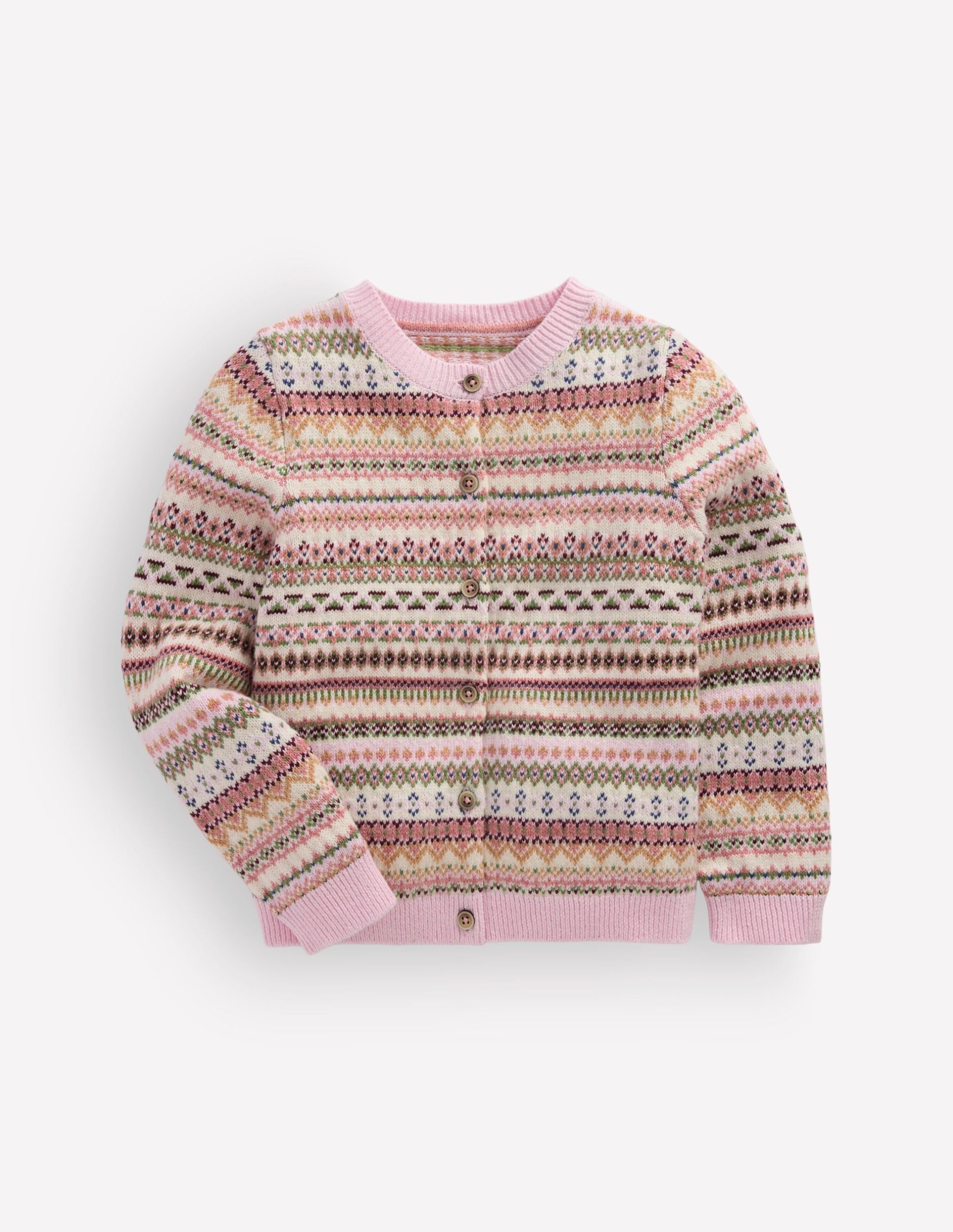 Edie Fair Isle Cardigan-Pink Heather Fair Isle - Image 3