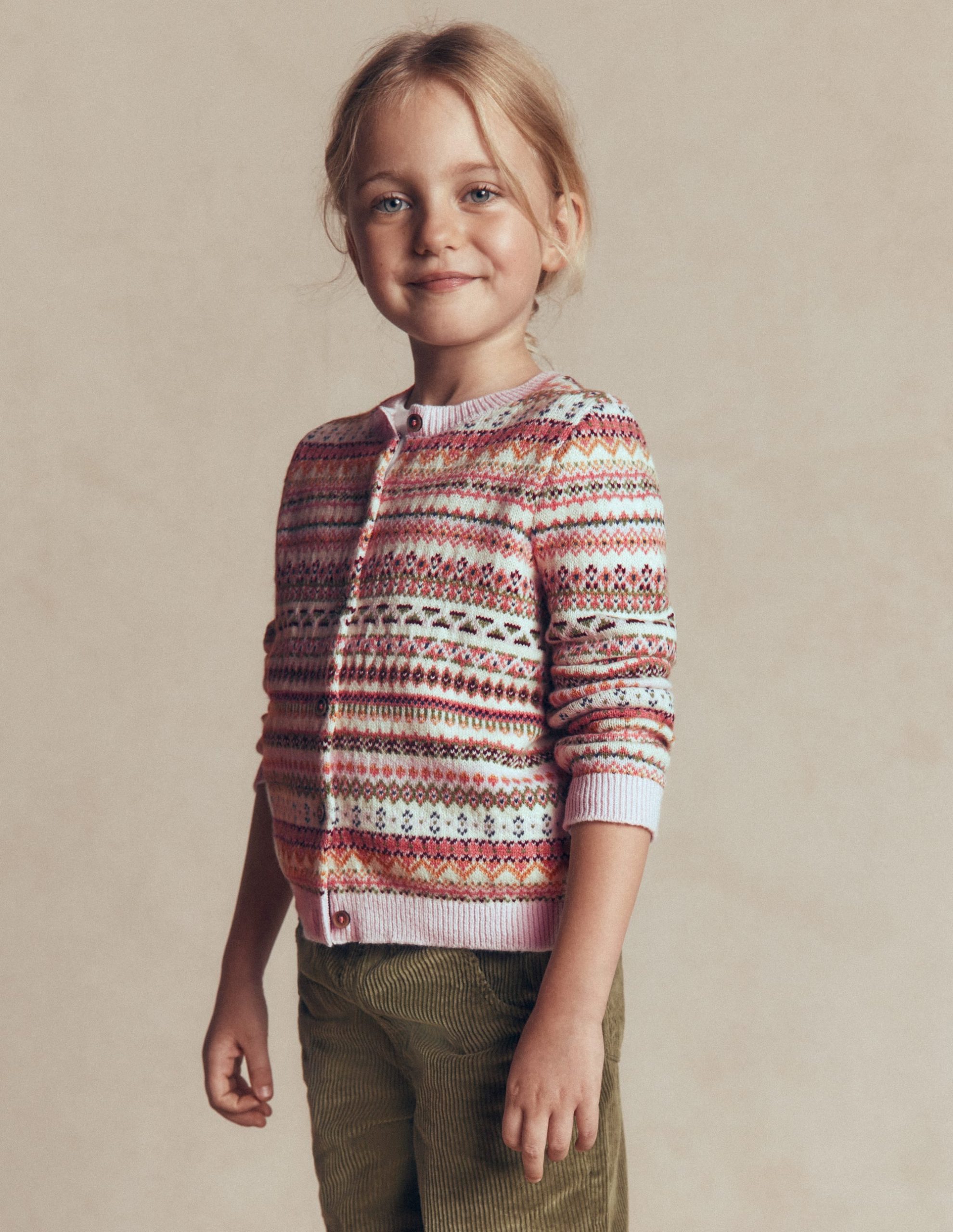 Edie Fair Isle Cardigan-Pink Heather Fair Isle - Image 2