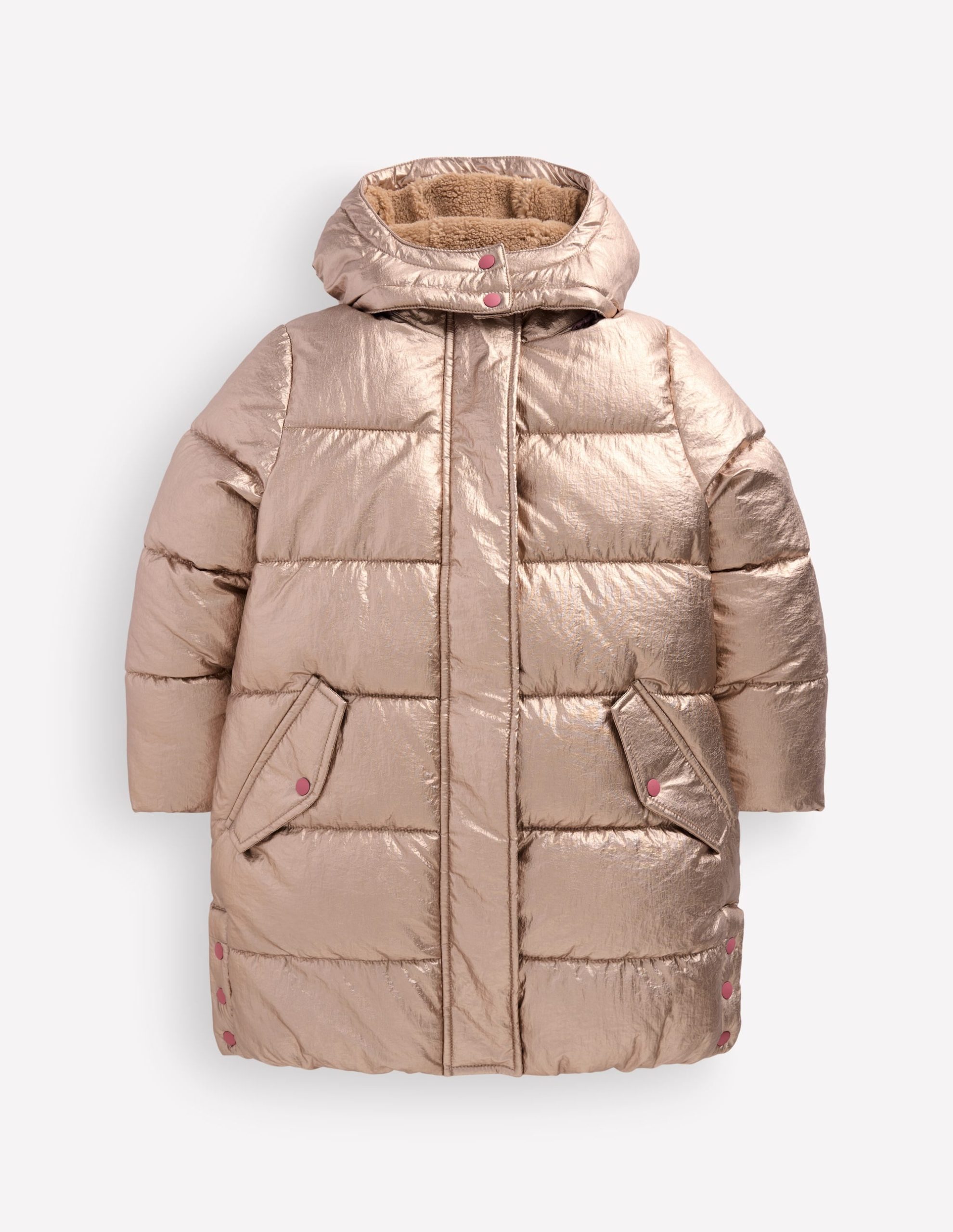Longline Padded Coat-Gold Metallic - Image 7