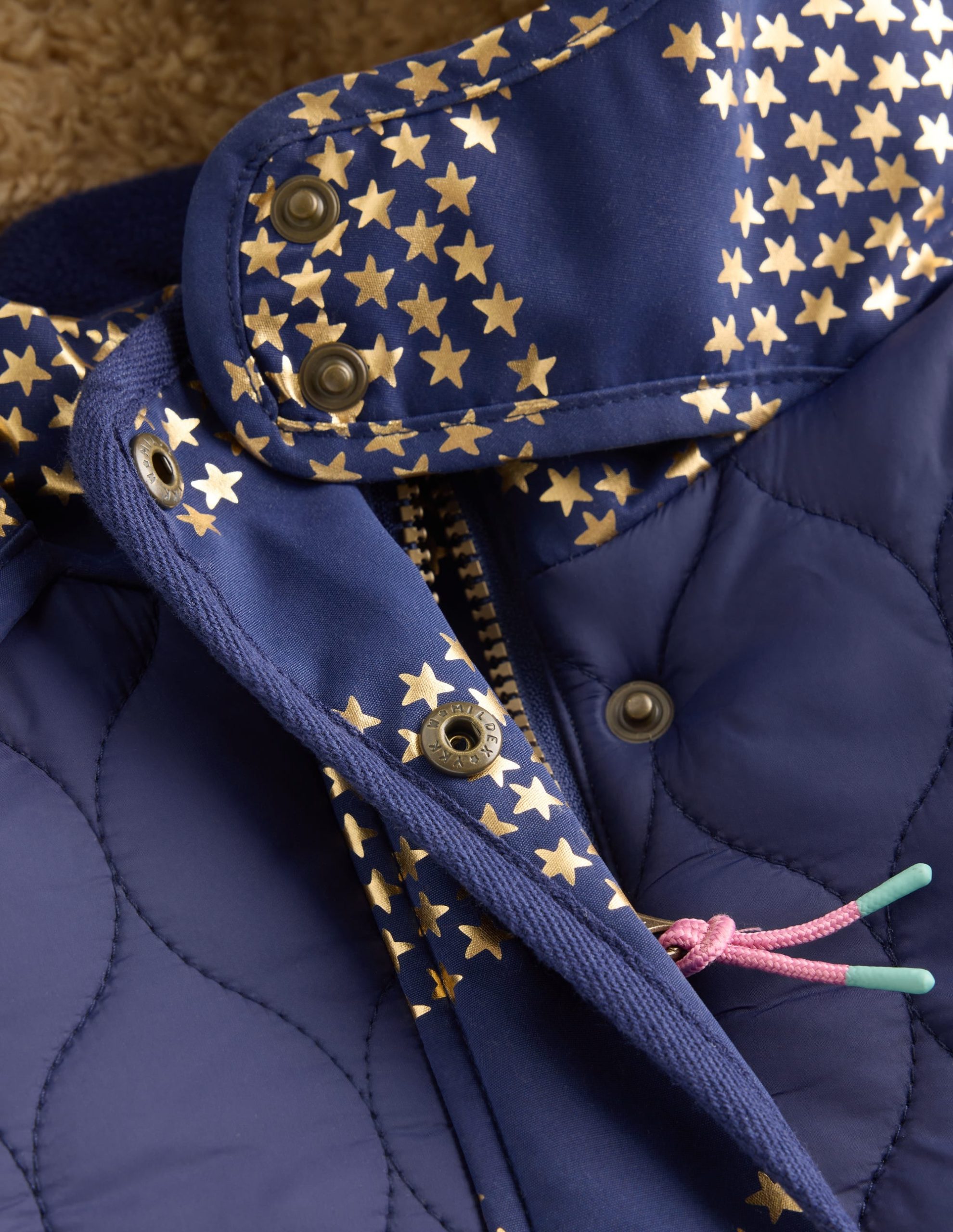 Joni Quilted Parka Coat-College Navy Foil Star - Image 3
