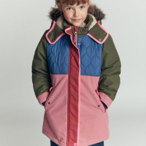 Joni Quilted Parka Coat-Multi Colourblock