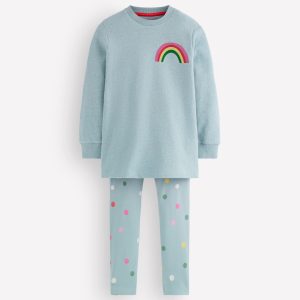 Fun Sweatshirt Tunic Set-Blue Rainbow