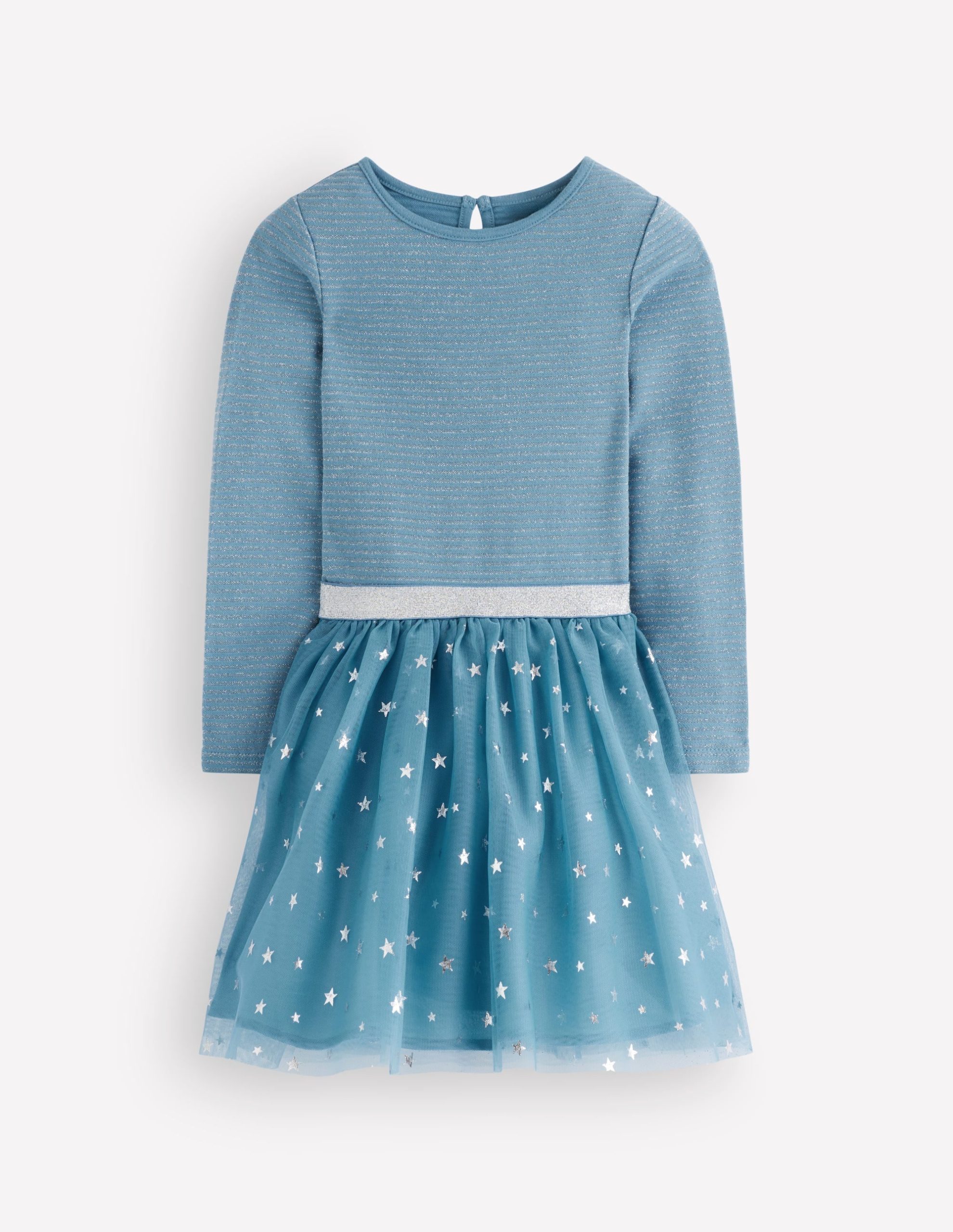 Twirly Tulle Mix Dress-Stormbolt Blue Confetti