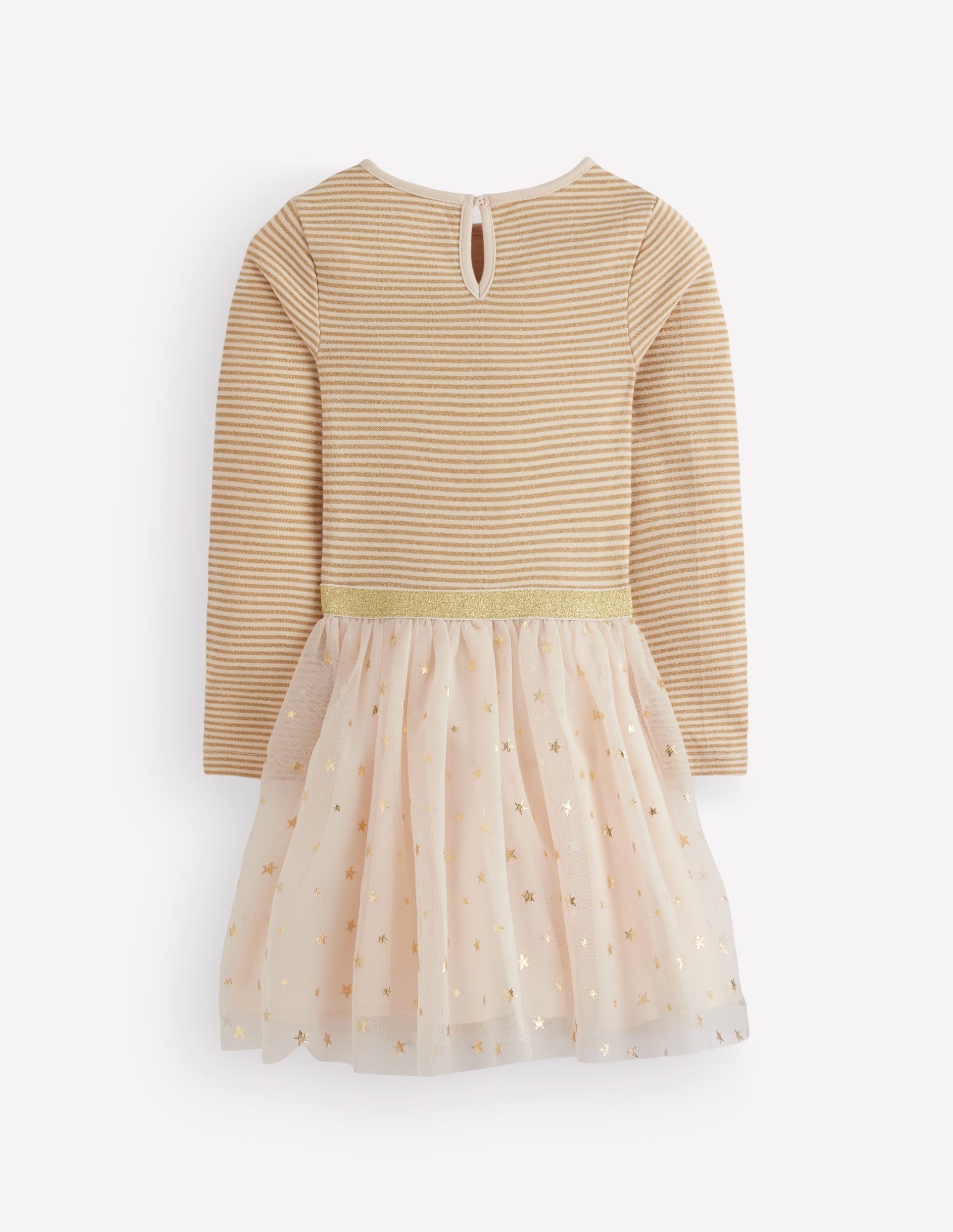 Twirly Tulle Mix Dress-Ivory/Gold - Image 3