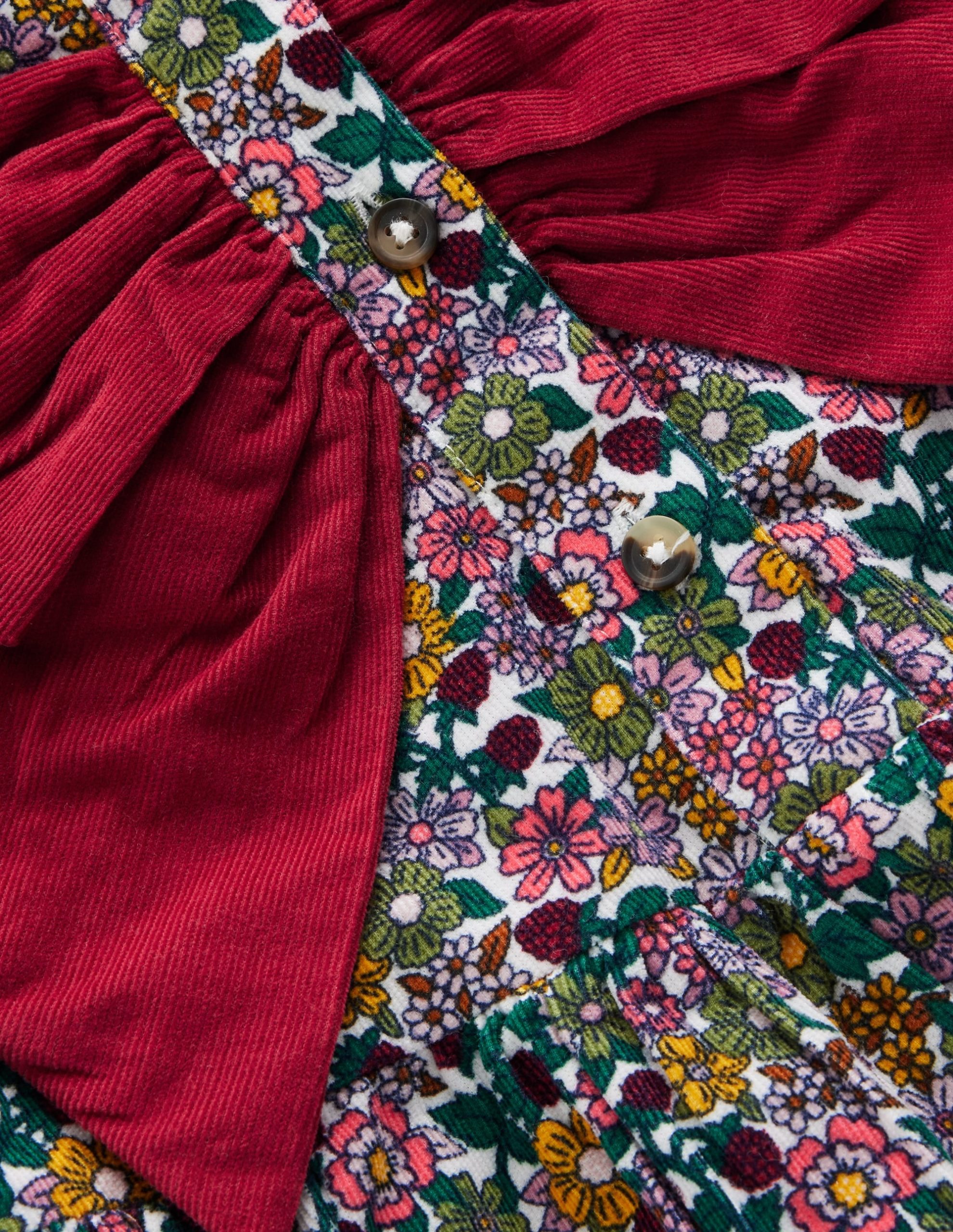 Norah Button-through Bow Dress-Floral Corduroy - Image 3