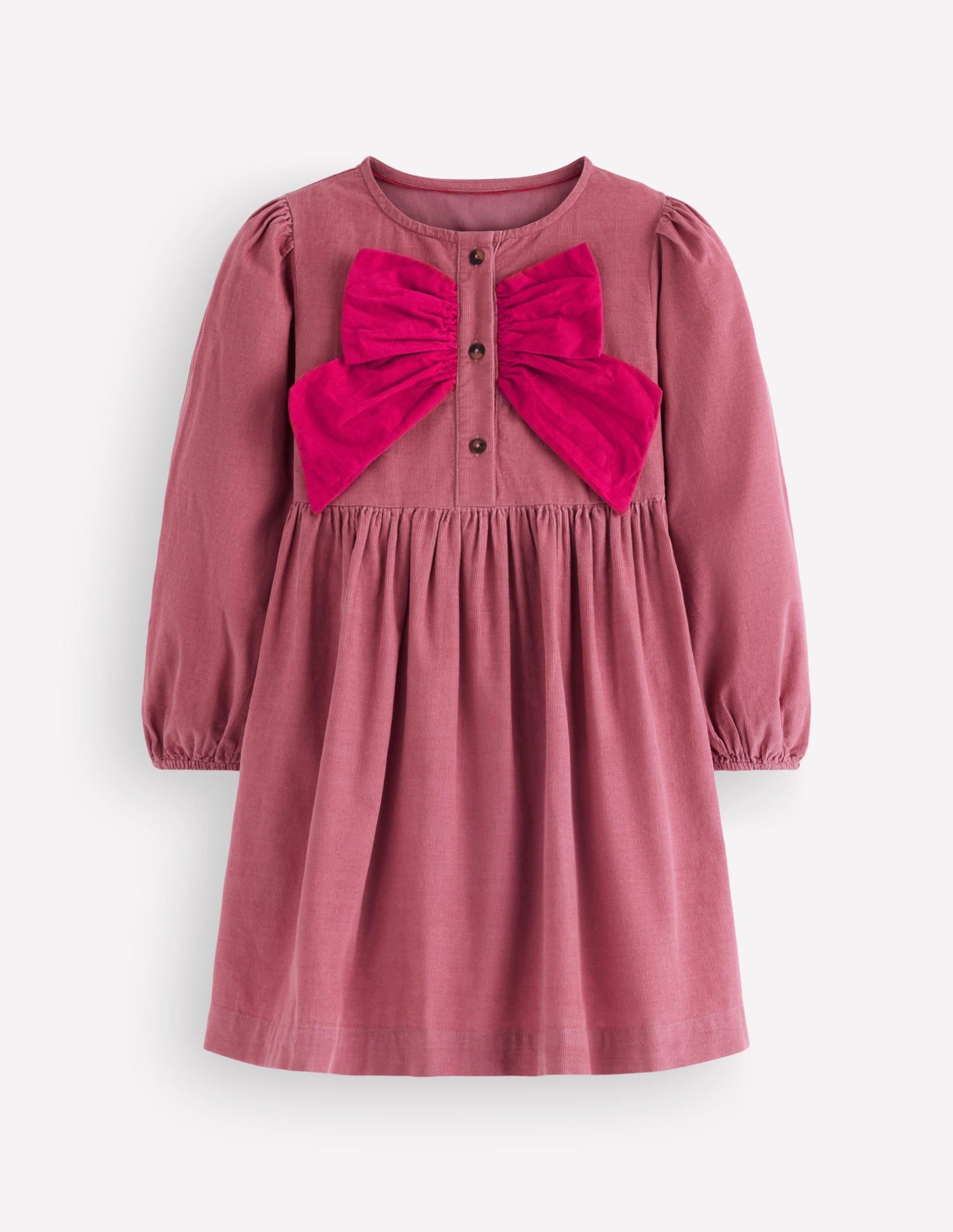 Norah Button-through Bow Dress-Pink Heather - Image 2
