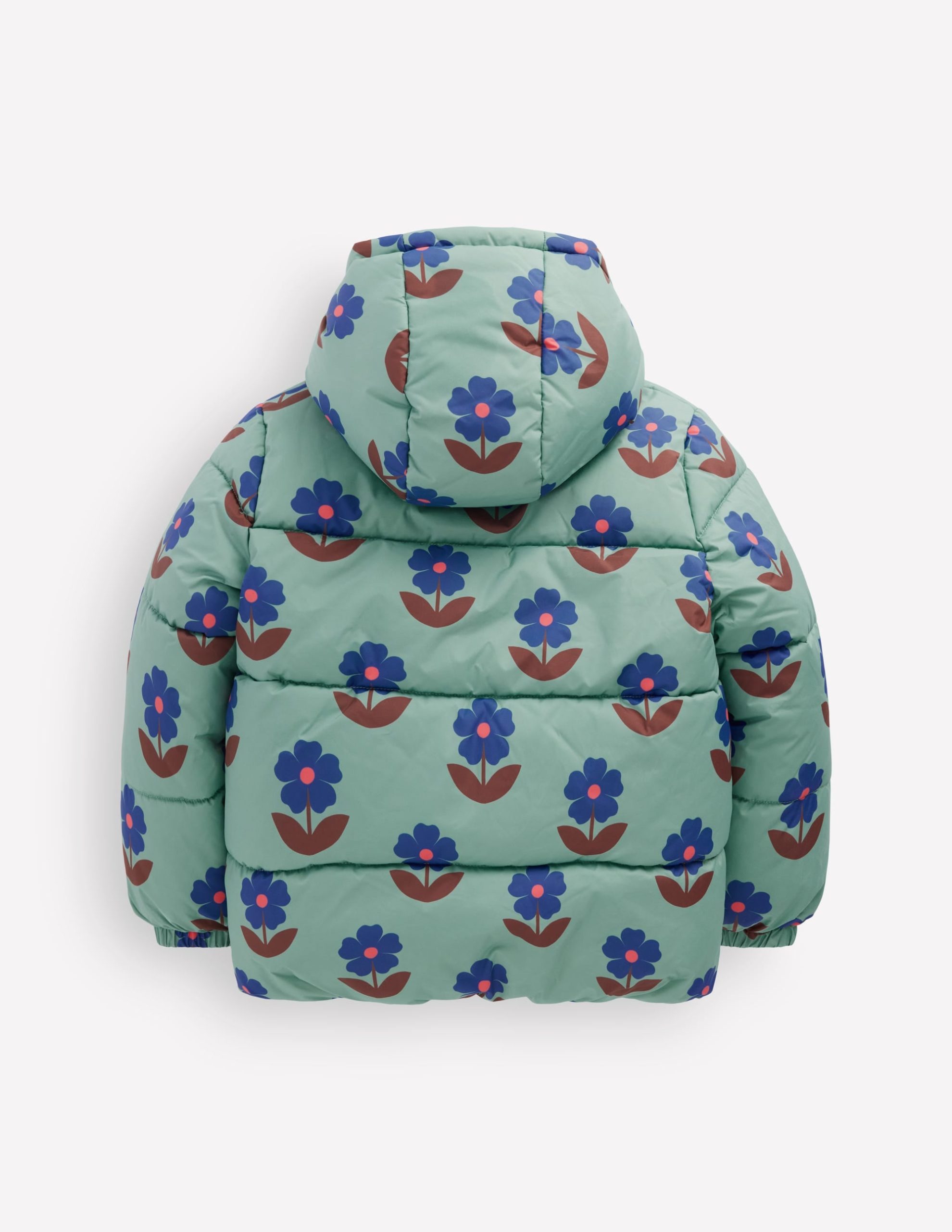 Fun Padded Coat-Oil Blue Flowers - Image 2