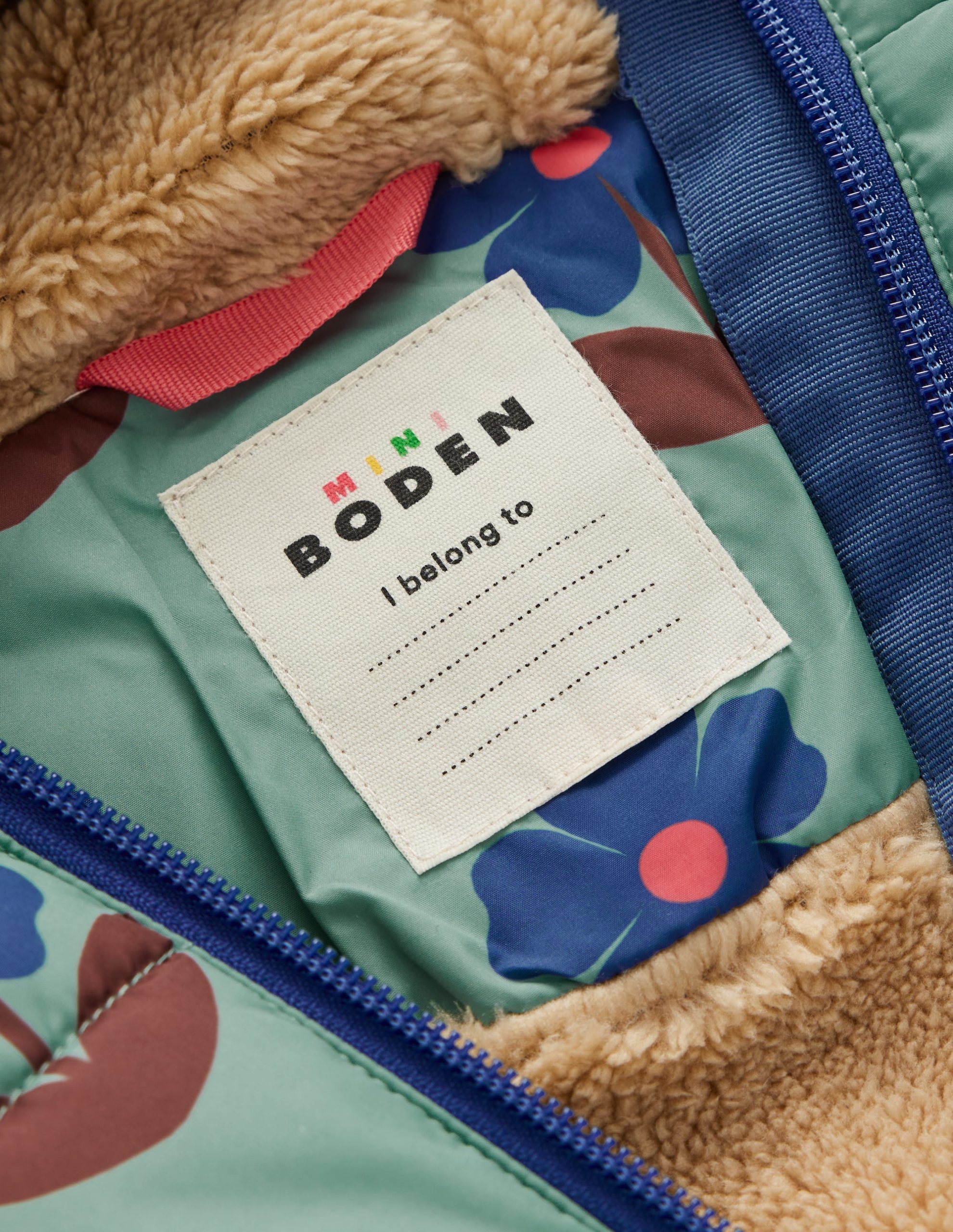 Fun Padded Coat-Oil Blue Flowers - Image 4