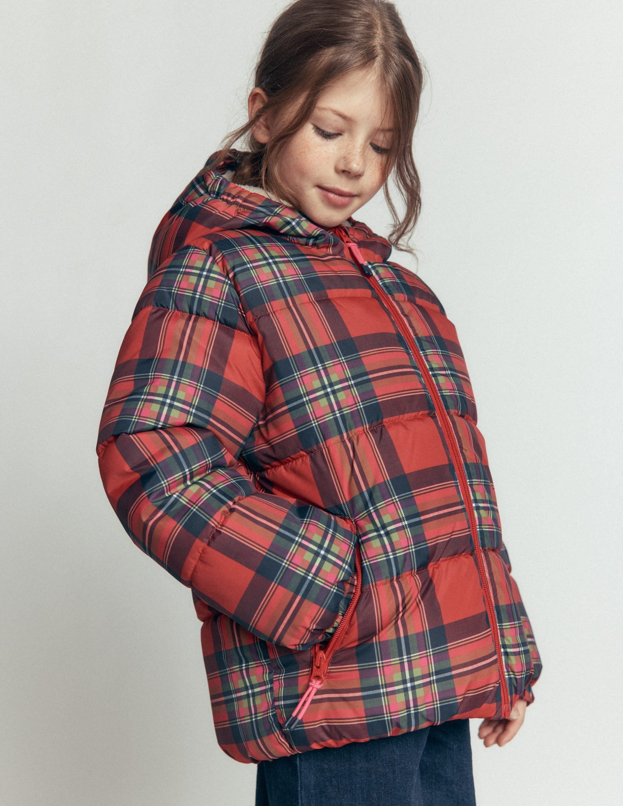 Fun Padded Coat-Red Check - Image 4