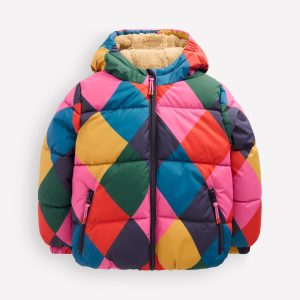 Fun Padded Coat-Multi Argyle