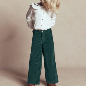 Wide Leg Jeans-Malachite Green Cord