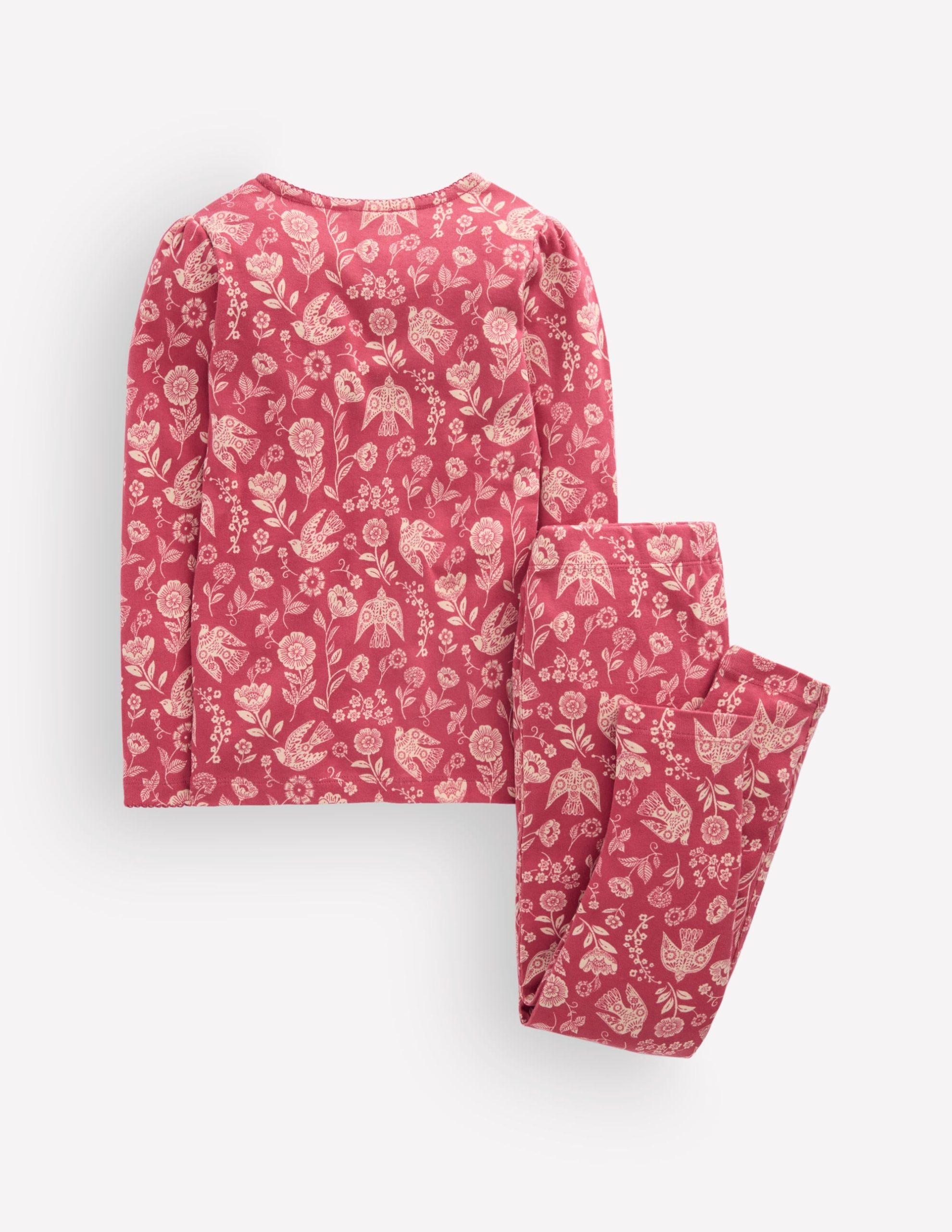 Snug Long John Pajamas-Bird Floral - Image 3