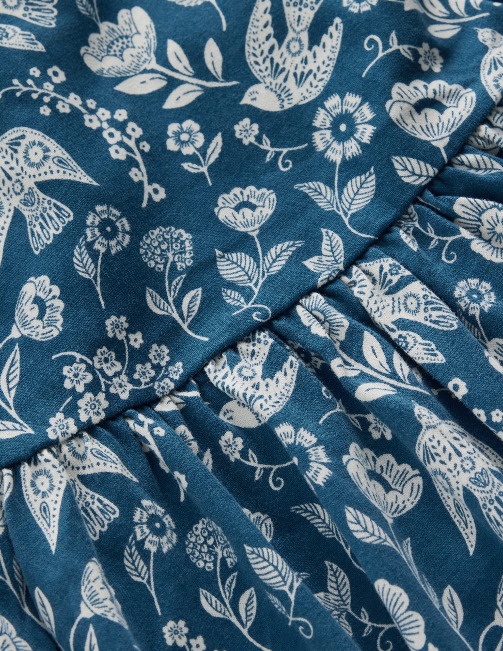 Madeline Blouson Sleeve Dress-Sapphire Blue Floral Bird - Image 4