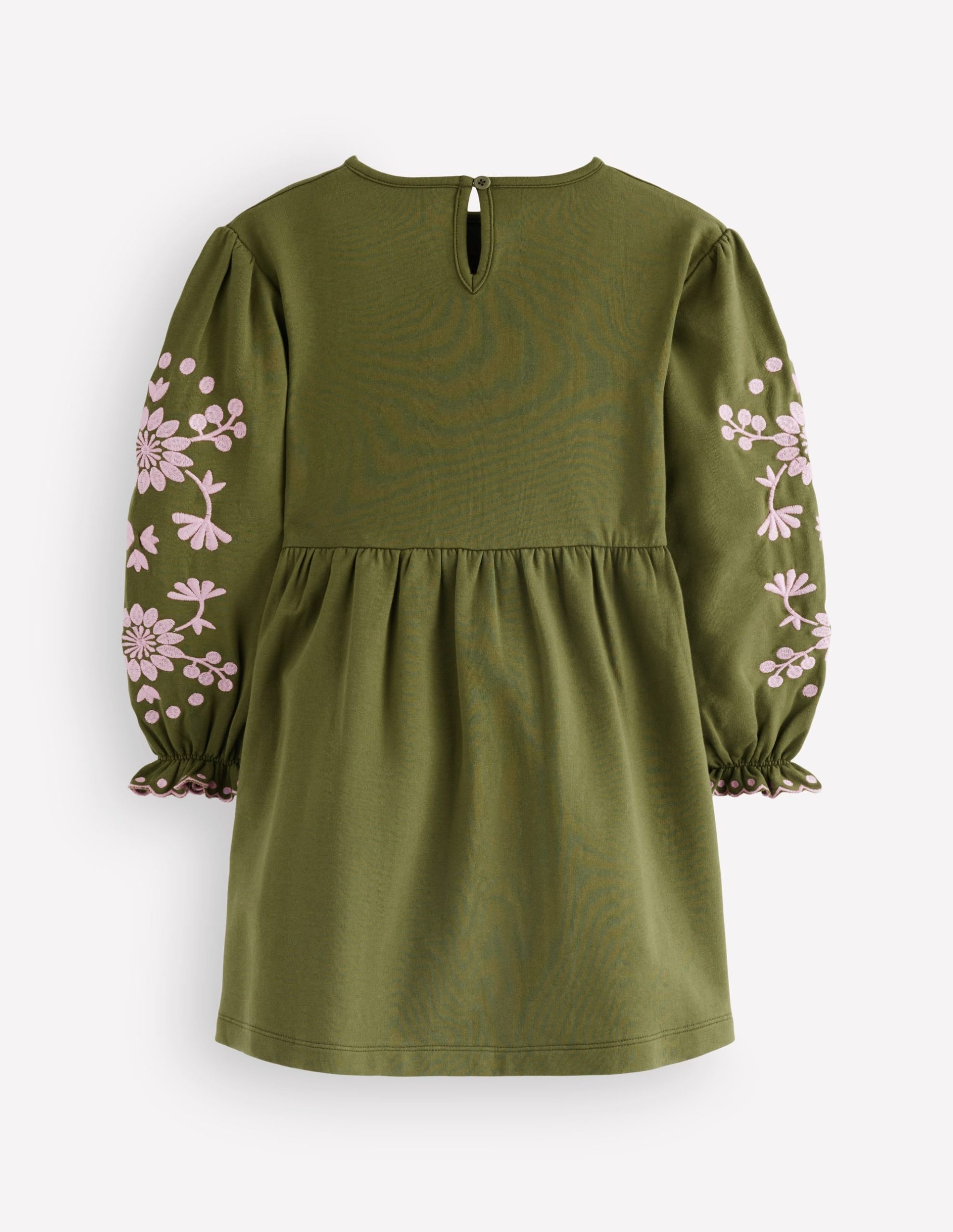 Embroidered Sleeve Dress-Jewel Green - Image 3
