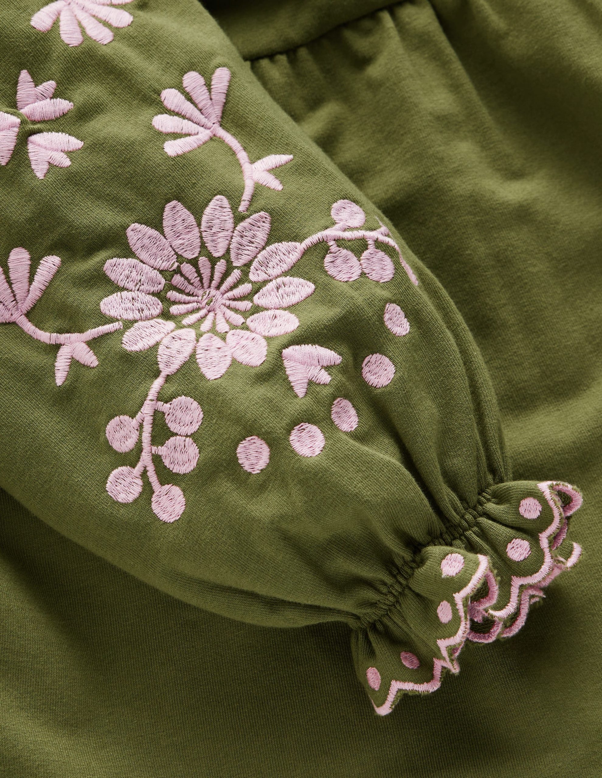 Embroidered Sleeve Dress-Jewel Green - Image 2