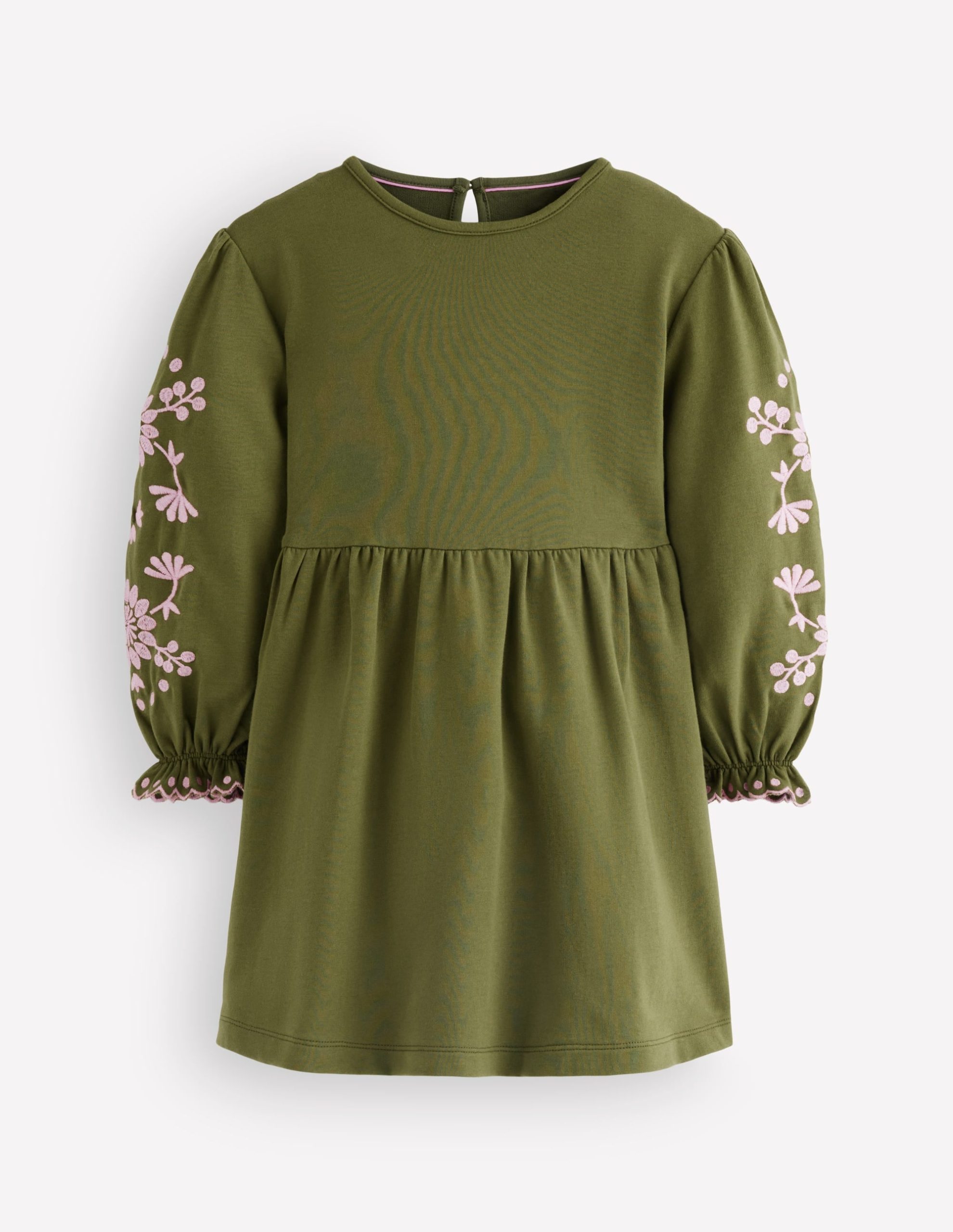 Embroidered Sleeve Dress-Jewel Green
