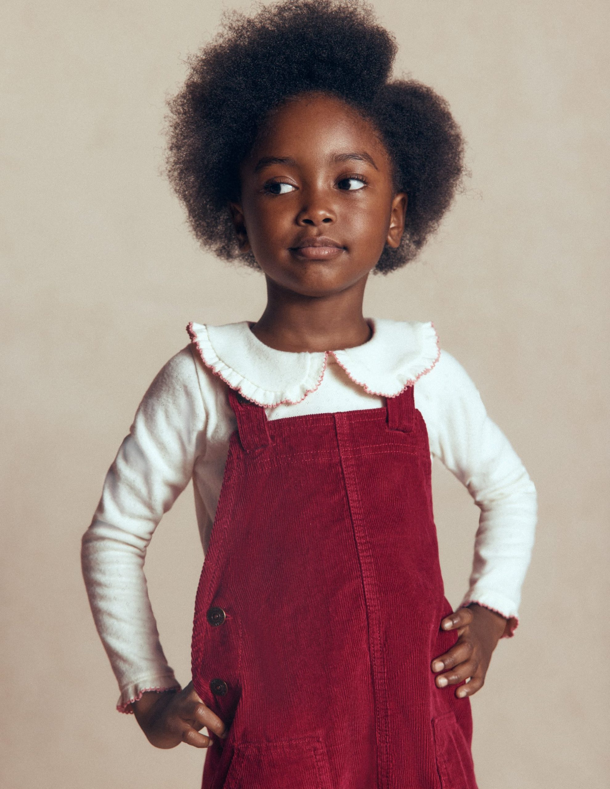 Adeline A-line Overalls Dress-Chestnut Red Cord - Image 2