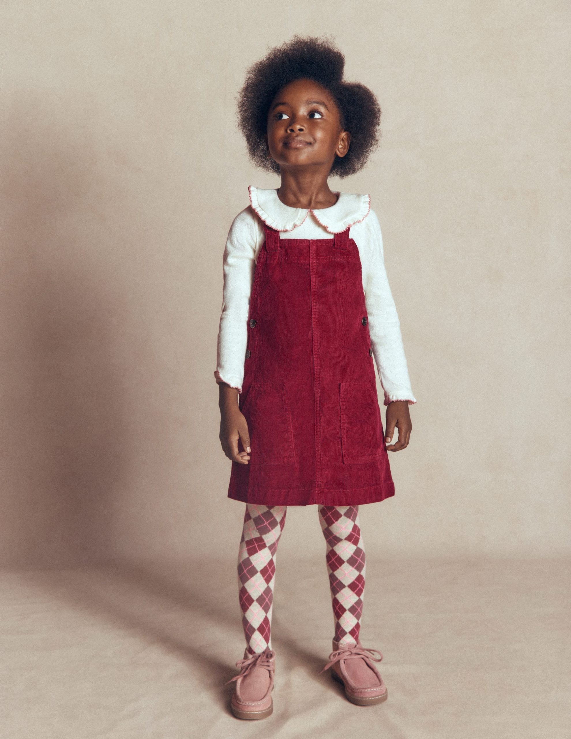 Adeline A-line Overalls Dress-Chestnut Red Cord - Image 3