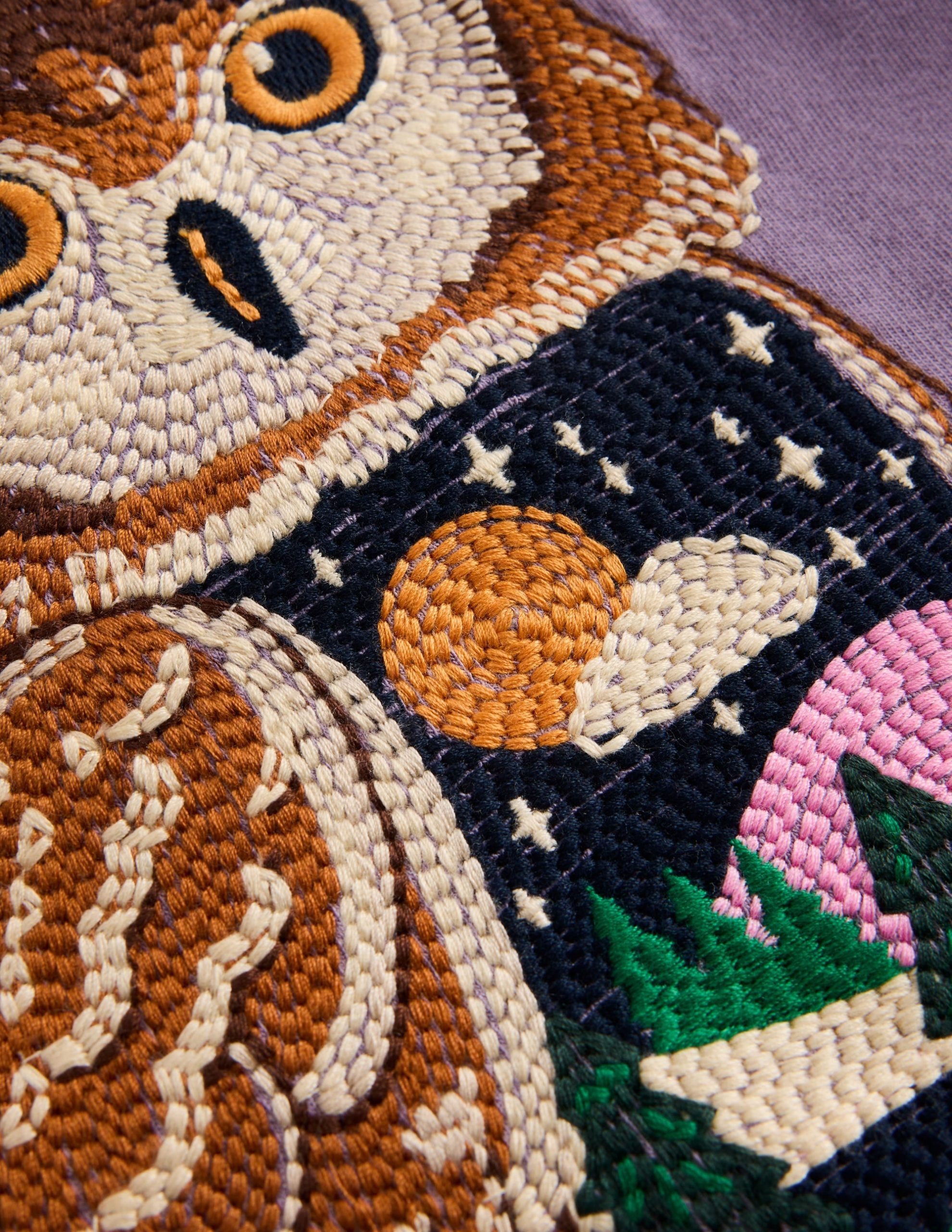 Long Sleeve Superstitch Tee-Nocturnal Purple Owl - Image 2
