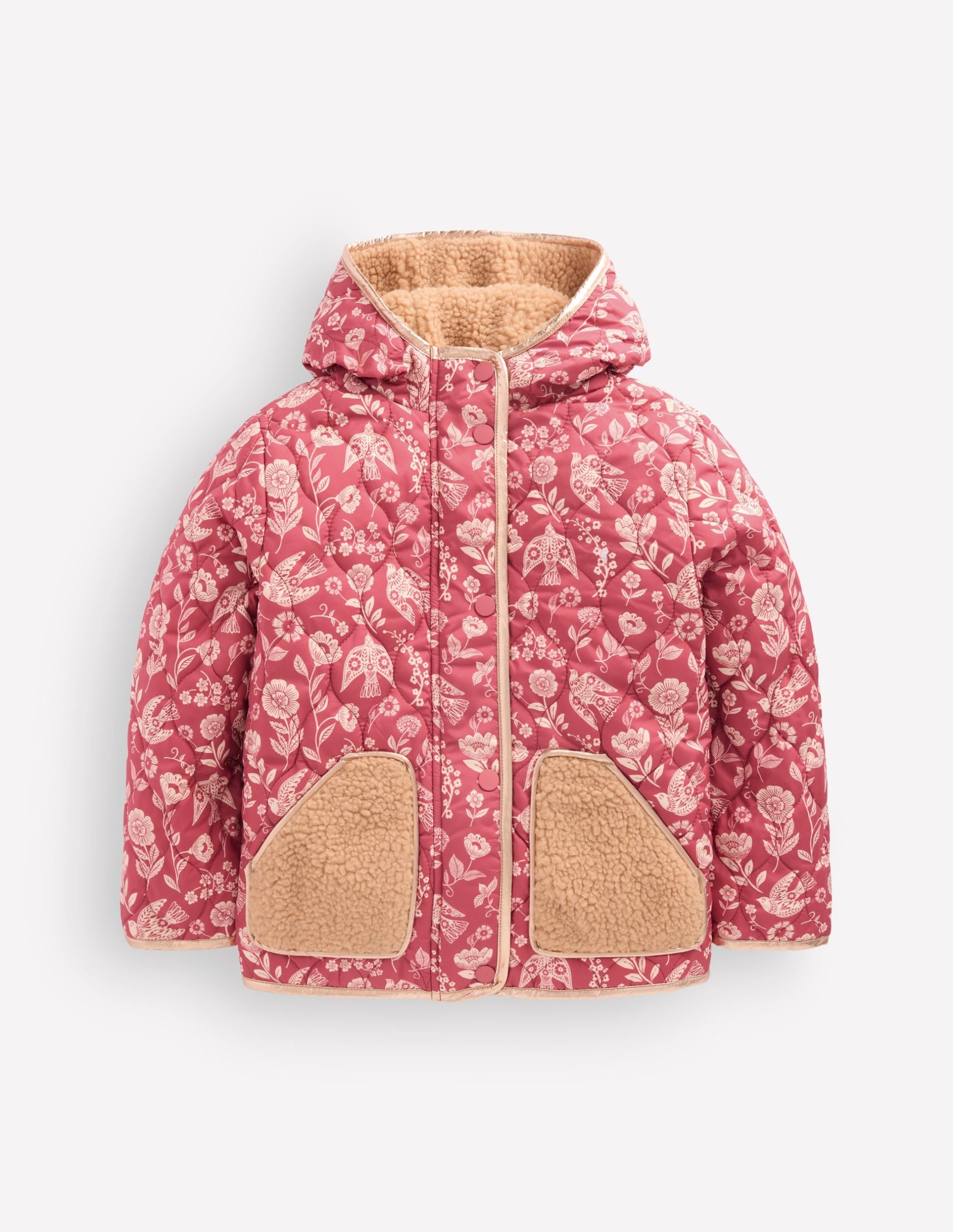 Borg Padded Jacket-Winter Blush Floral Bird