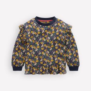Pretty Frill Sweatshirt-Navy Floral