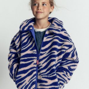 Collared Borg Jacket-Zebra Borg and Navy