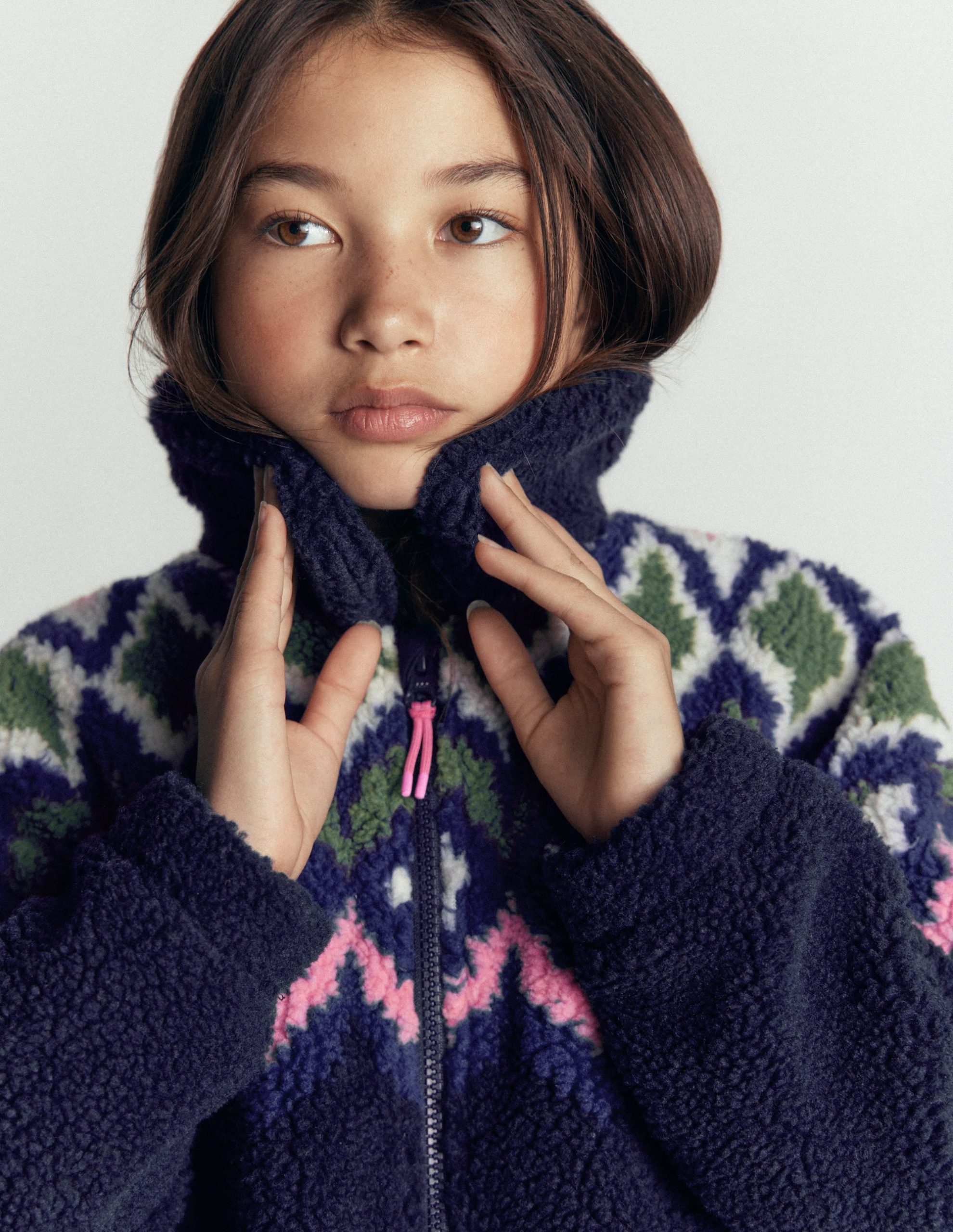 Collared Borg Jacket-Navy Fair isle - Image 2