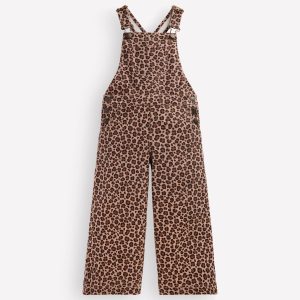 Wide Leg Overalls-Brown Leopard