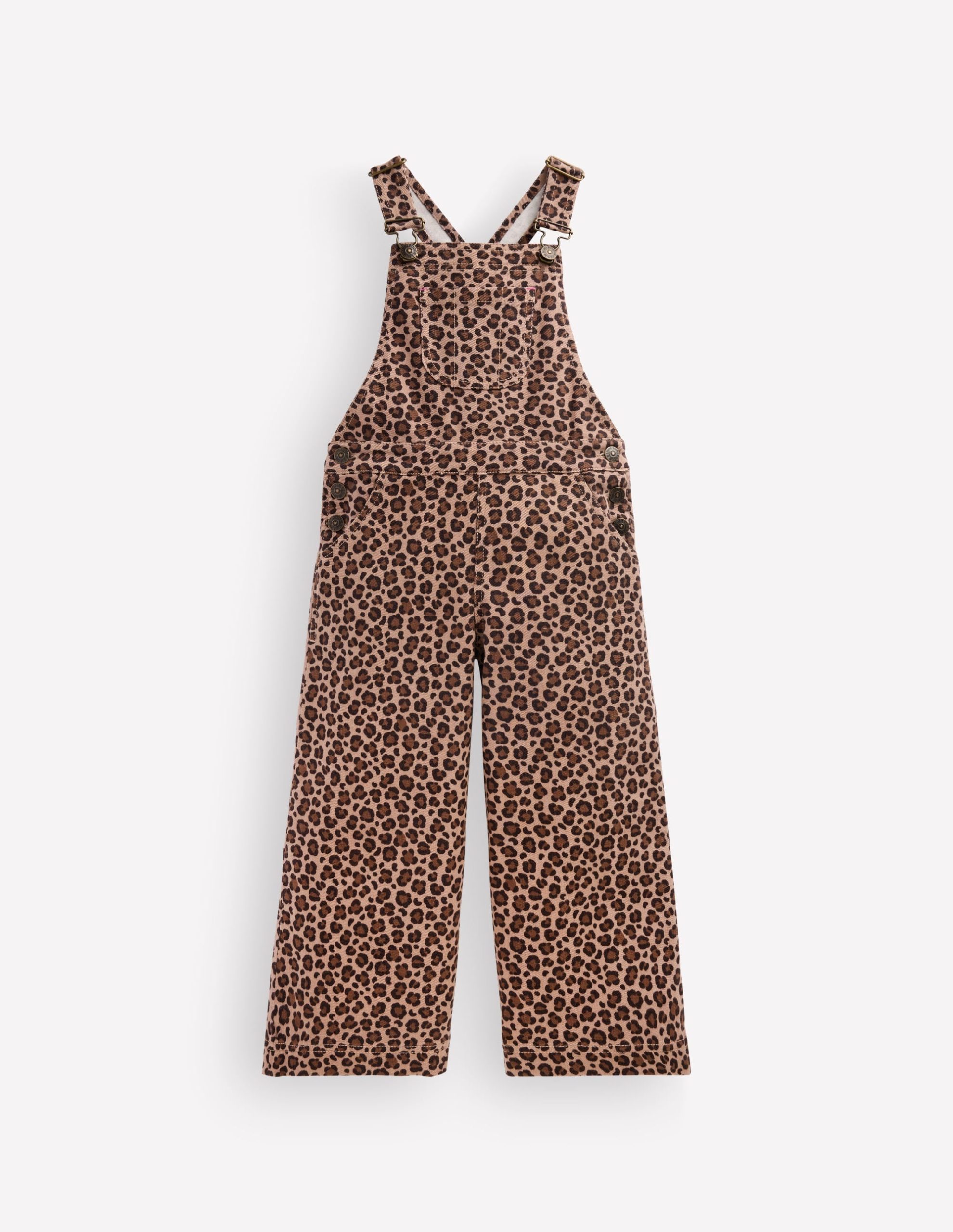 Wide Leg Overalls-Brown Leopard