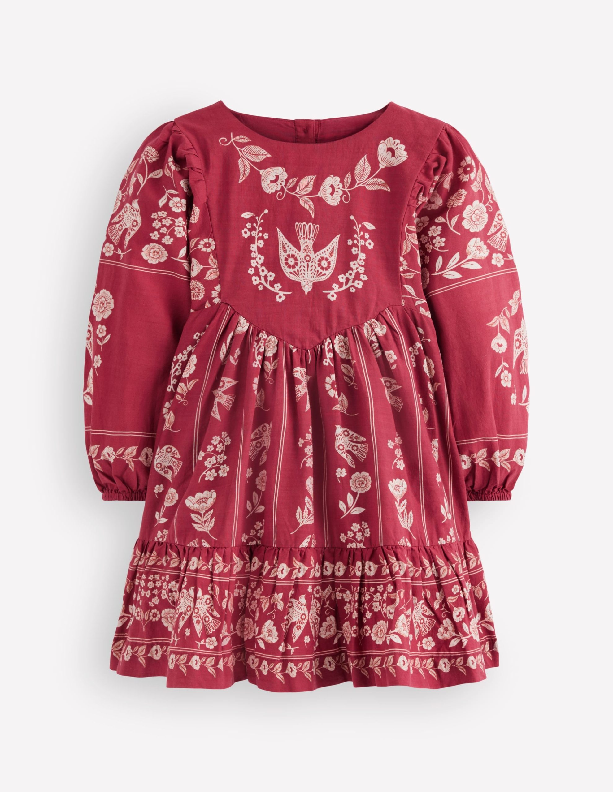 Celia Wing Sleeve Dress-Port Bird Print