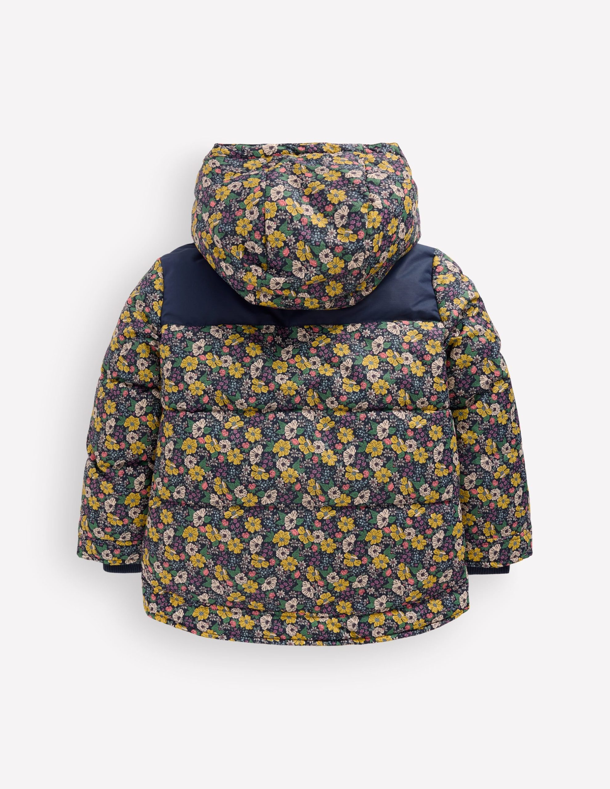 Borg Lined Puffer Coat-French Navy Mixed Flowerbed - Image 6