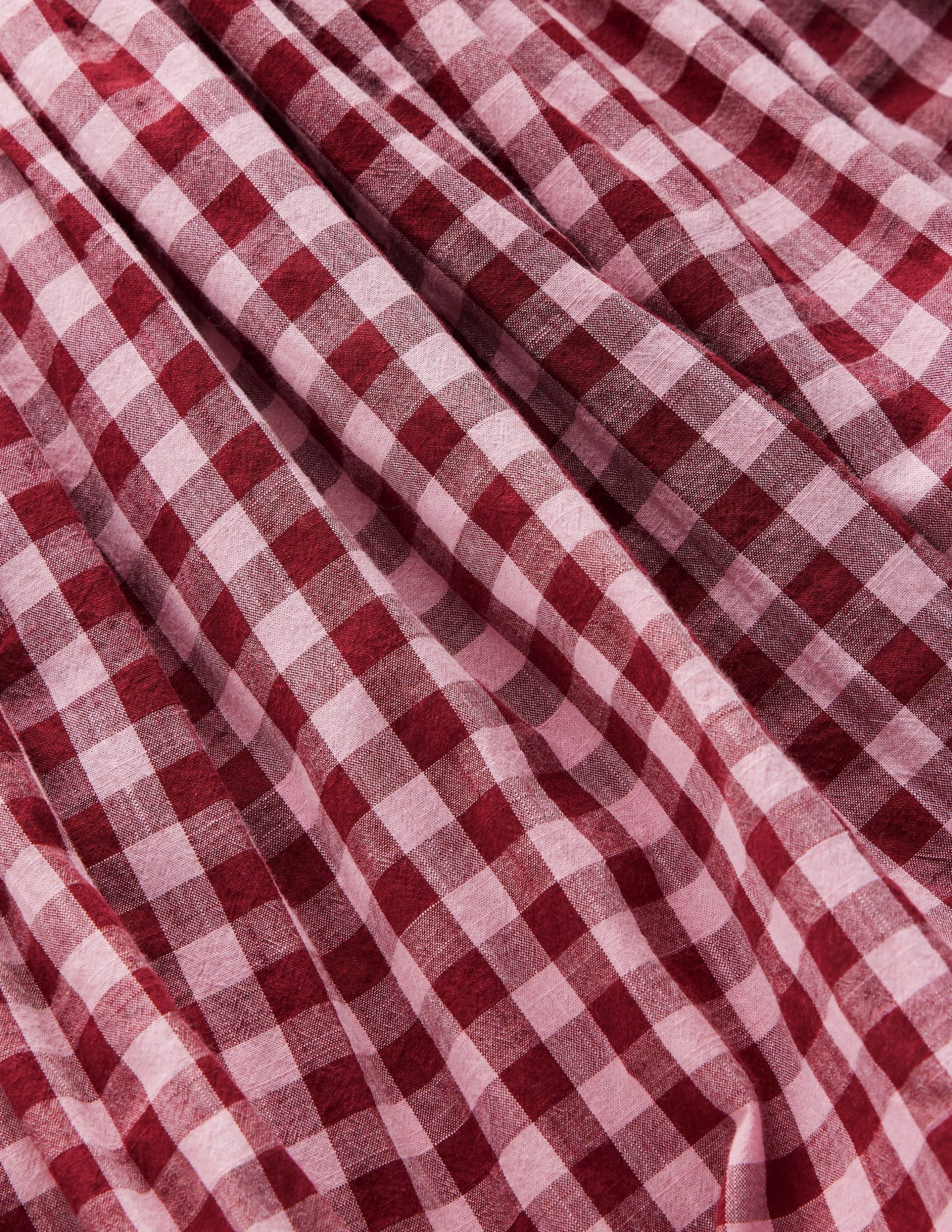 Long Sleeve Bubble Hem Dress-Red Check - Image 6