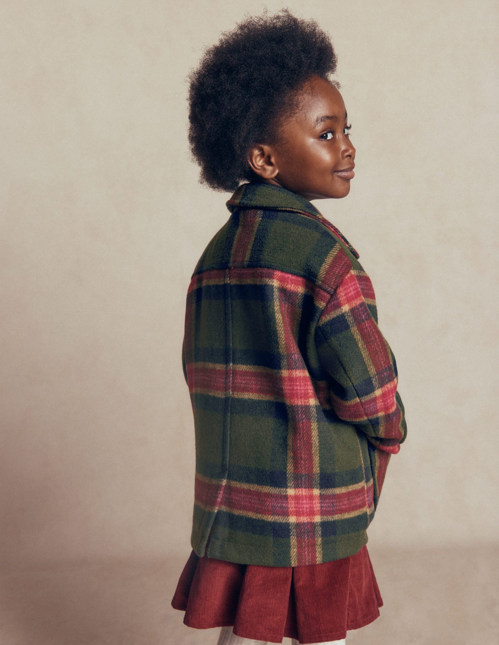 Wool Check Coat-Green Check - Image 4