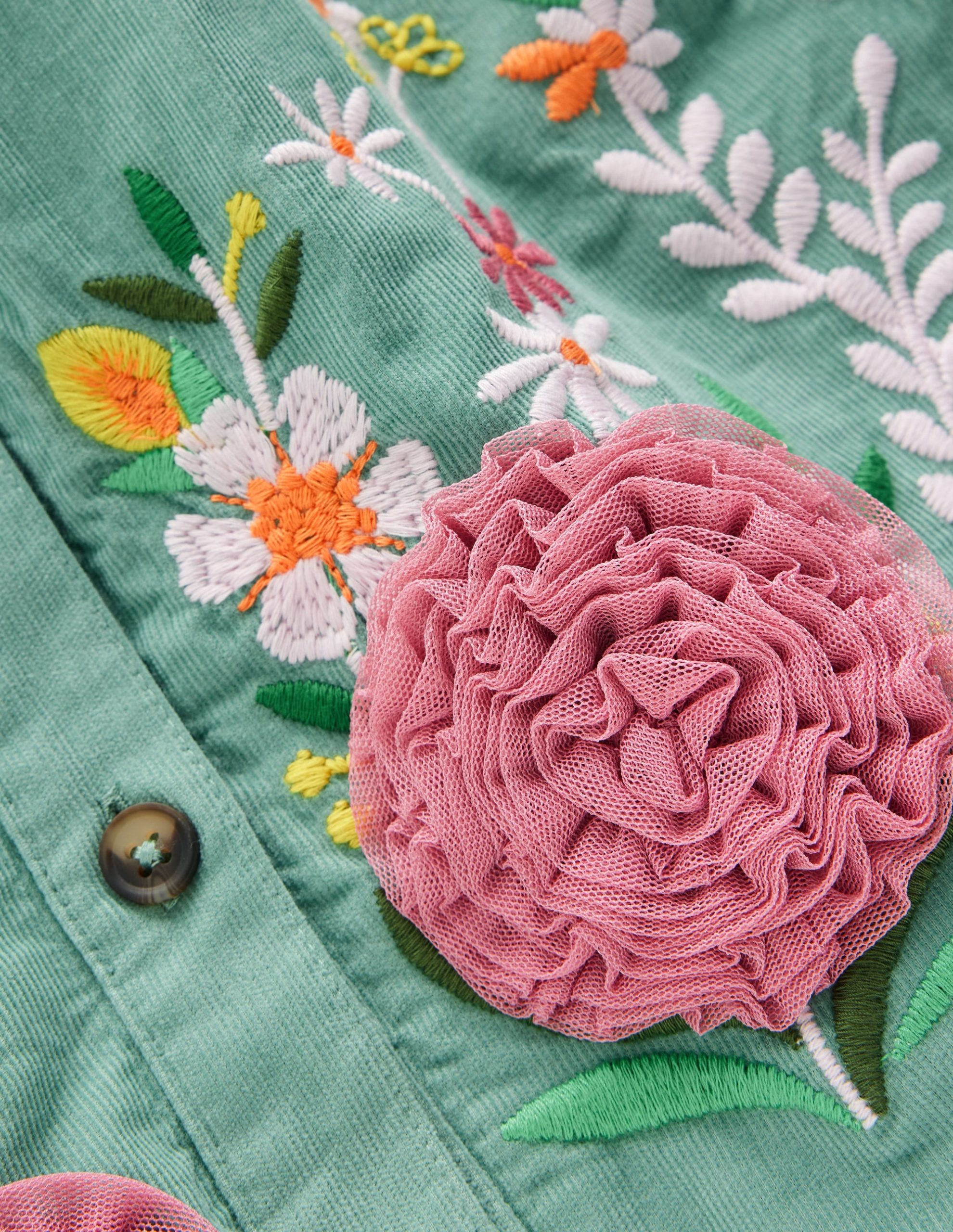 Betsy Woven Puff Sleeve Dress-Eucalyptus Corduroy - Image 3