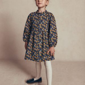 Betsy Woven Puff Sleeve Dress-Navy Floral