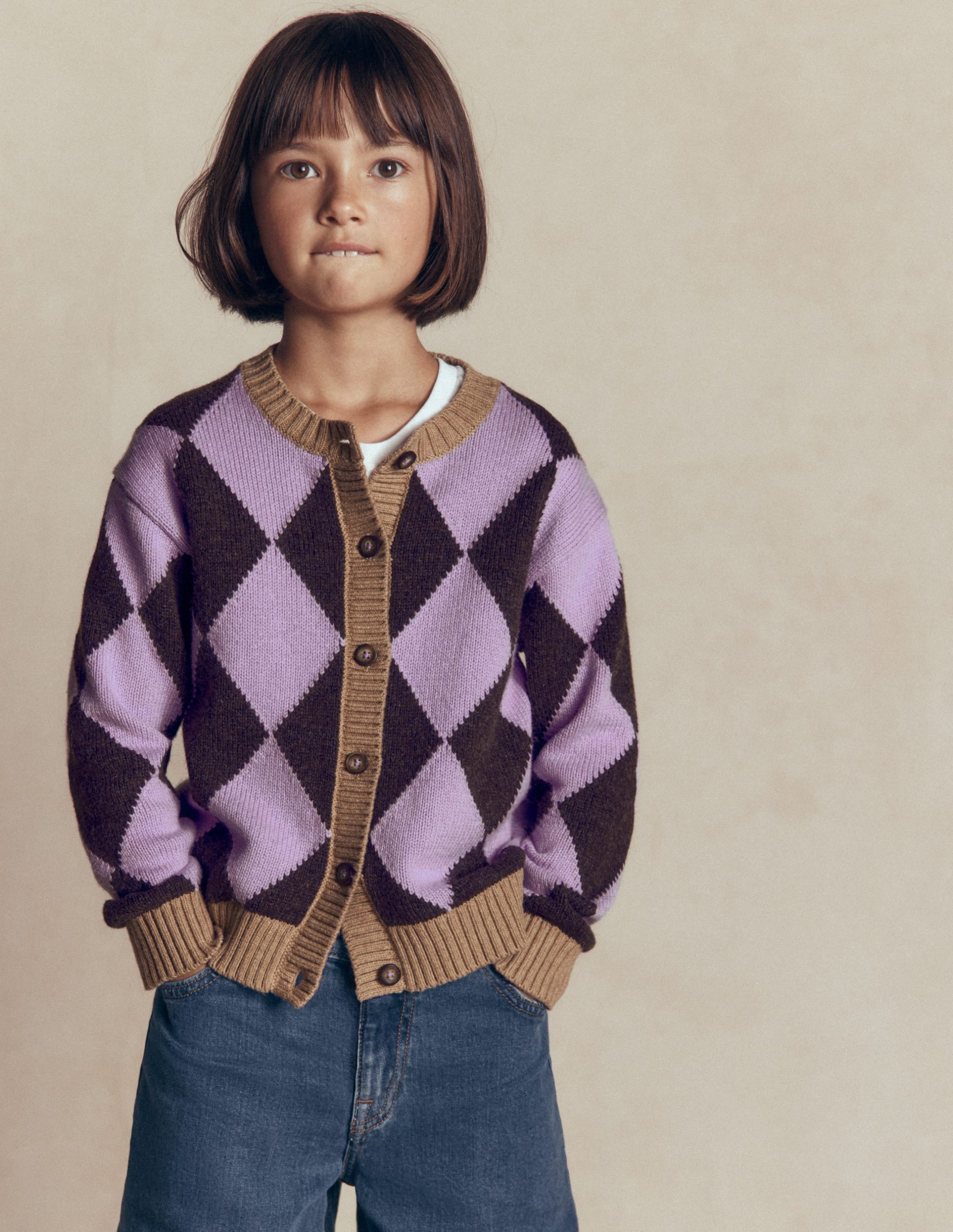 Fun Cardigan-Purple Argyle - Image 2