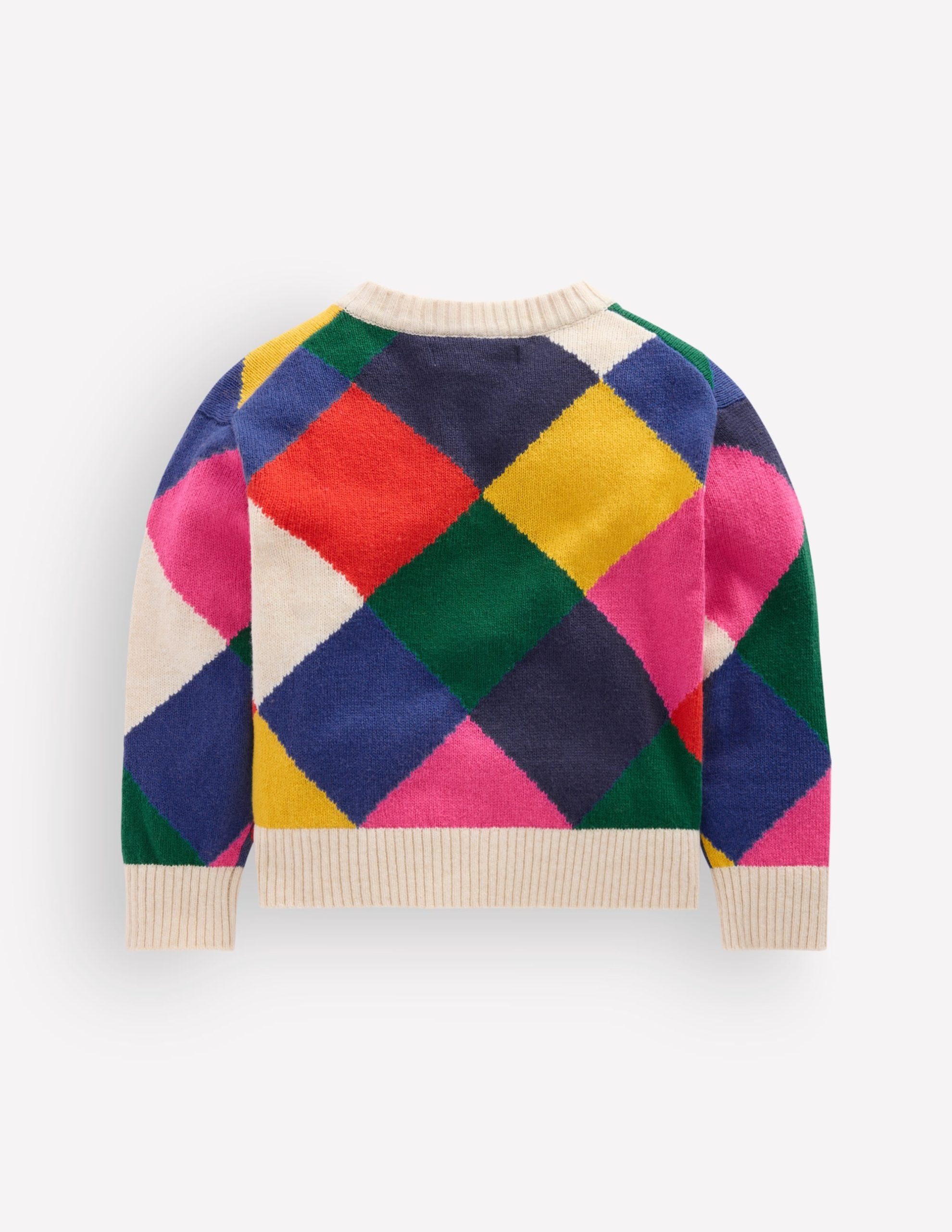 Fun Cardigan-Multi Rainbow Argyle - Image 2