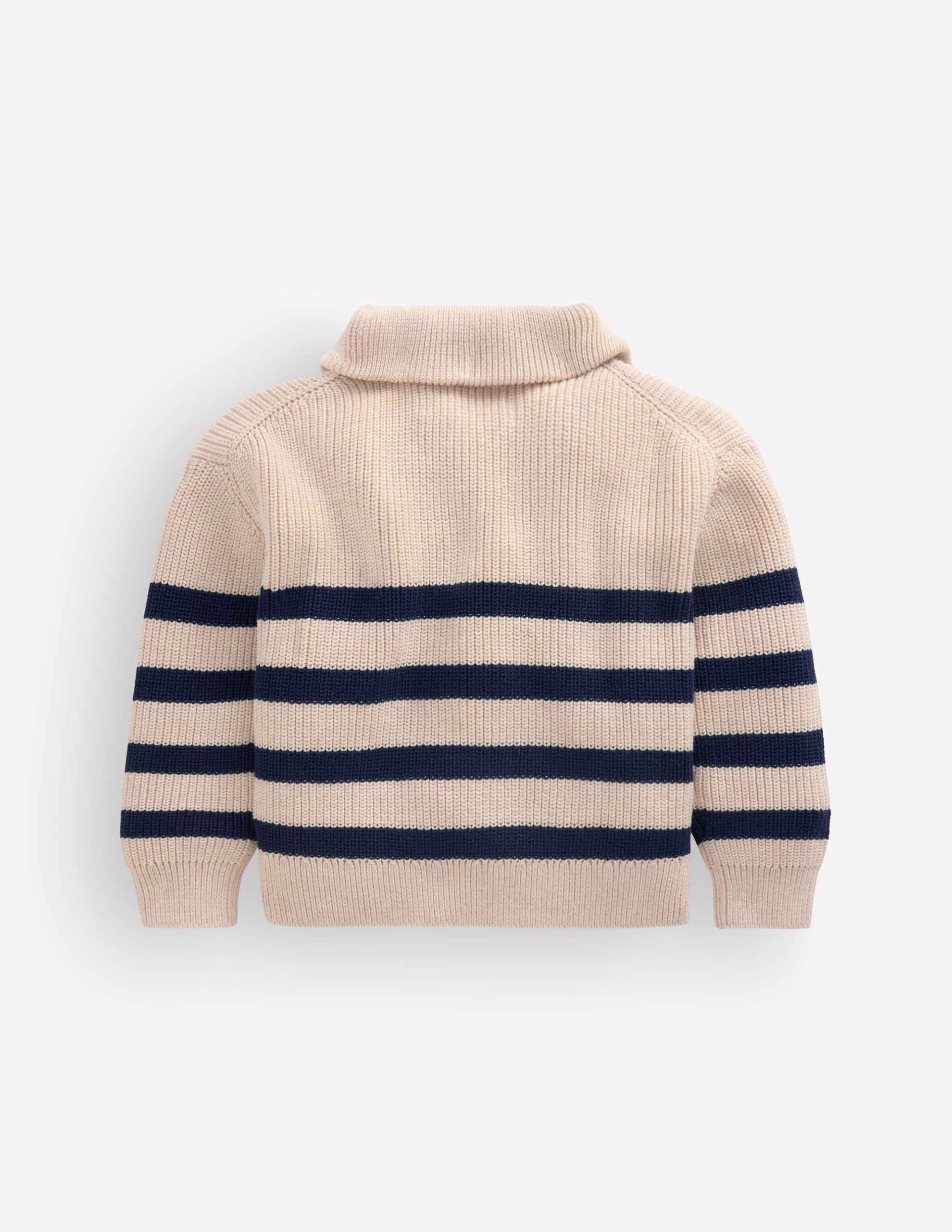 Zip Up Neck Sweater-Ecru Marl / Navy - Image 3