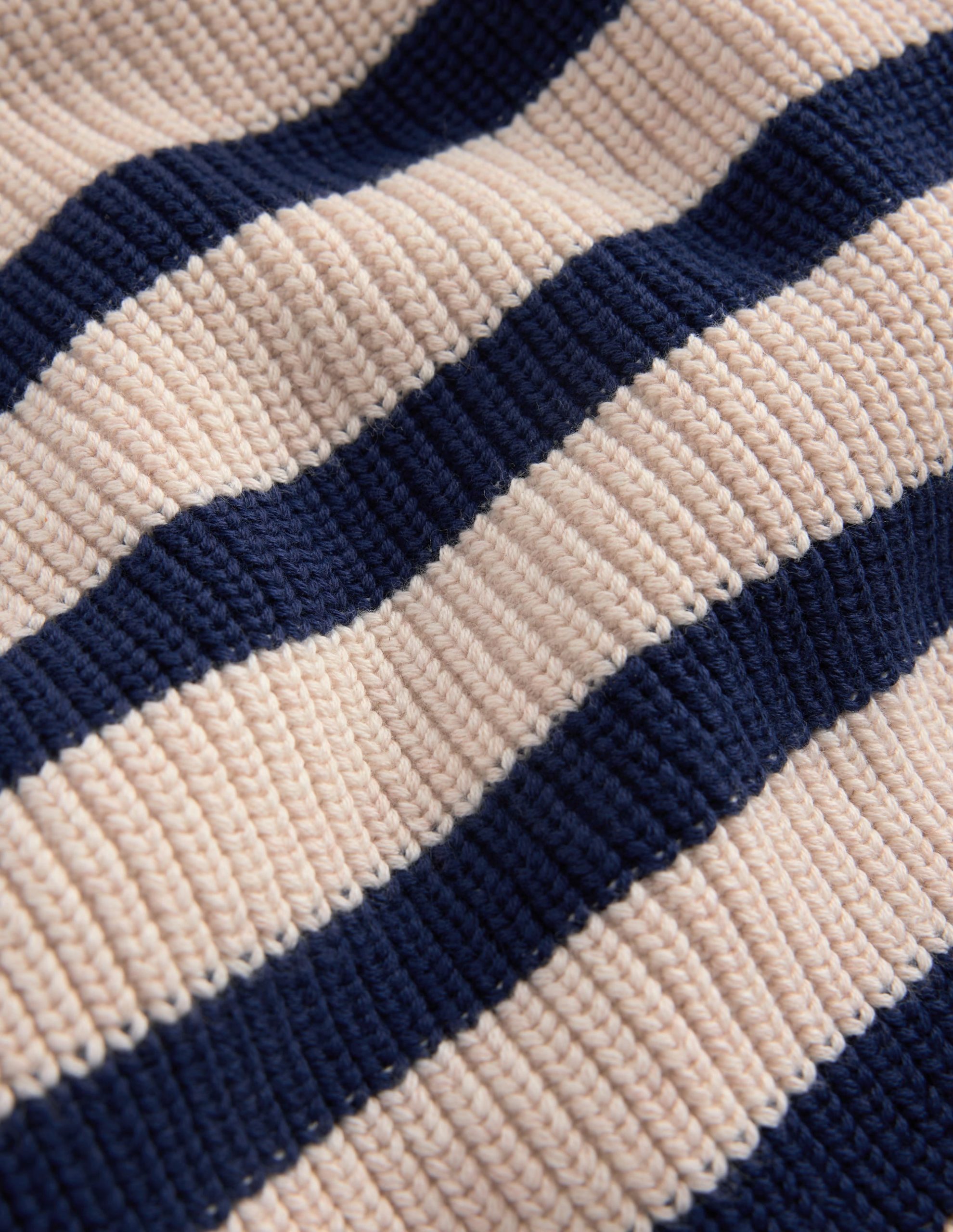 Zip Up Neck Sweater-Ecru Marl / Navy - Image 4