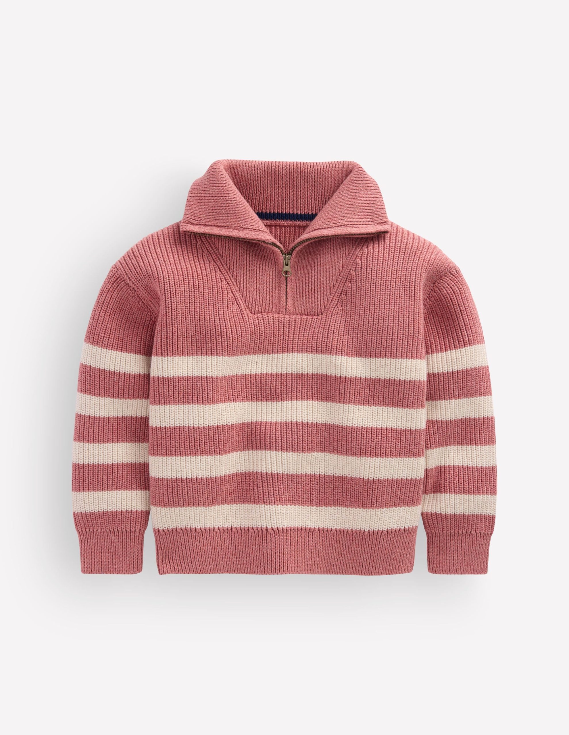 Zip Up Neck Sweater-Dusty Rose Marl - Image 4